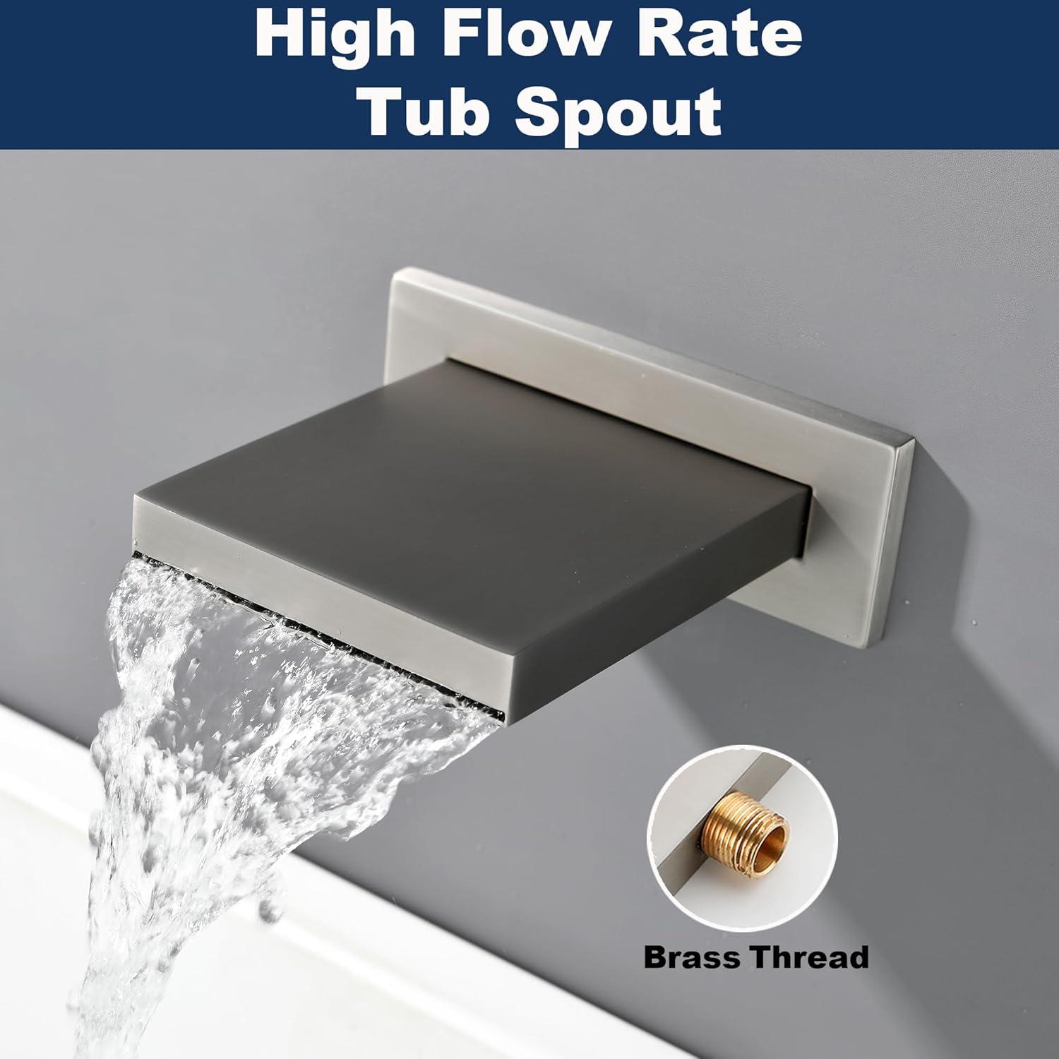 AWZTOO Wall Mounted Shower Faucet With Hand Shower Modern Shower System Set 10 Inch Rainfall Shower Head With Pressure Balance Valve Brushed Nickel