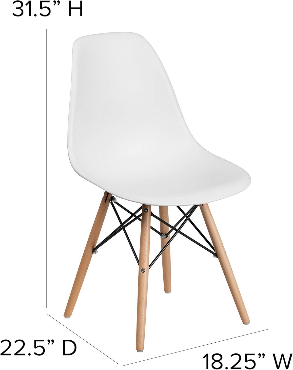 Flash Furniture Elon Series Plastic Chair with Wooden Legs for Versatile Kitchen, Dining Room, Living Room, Library or Desk Use