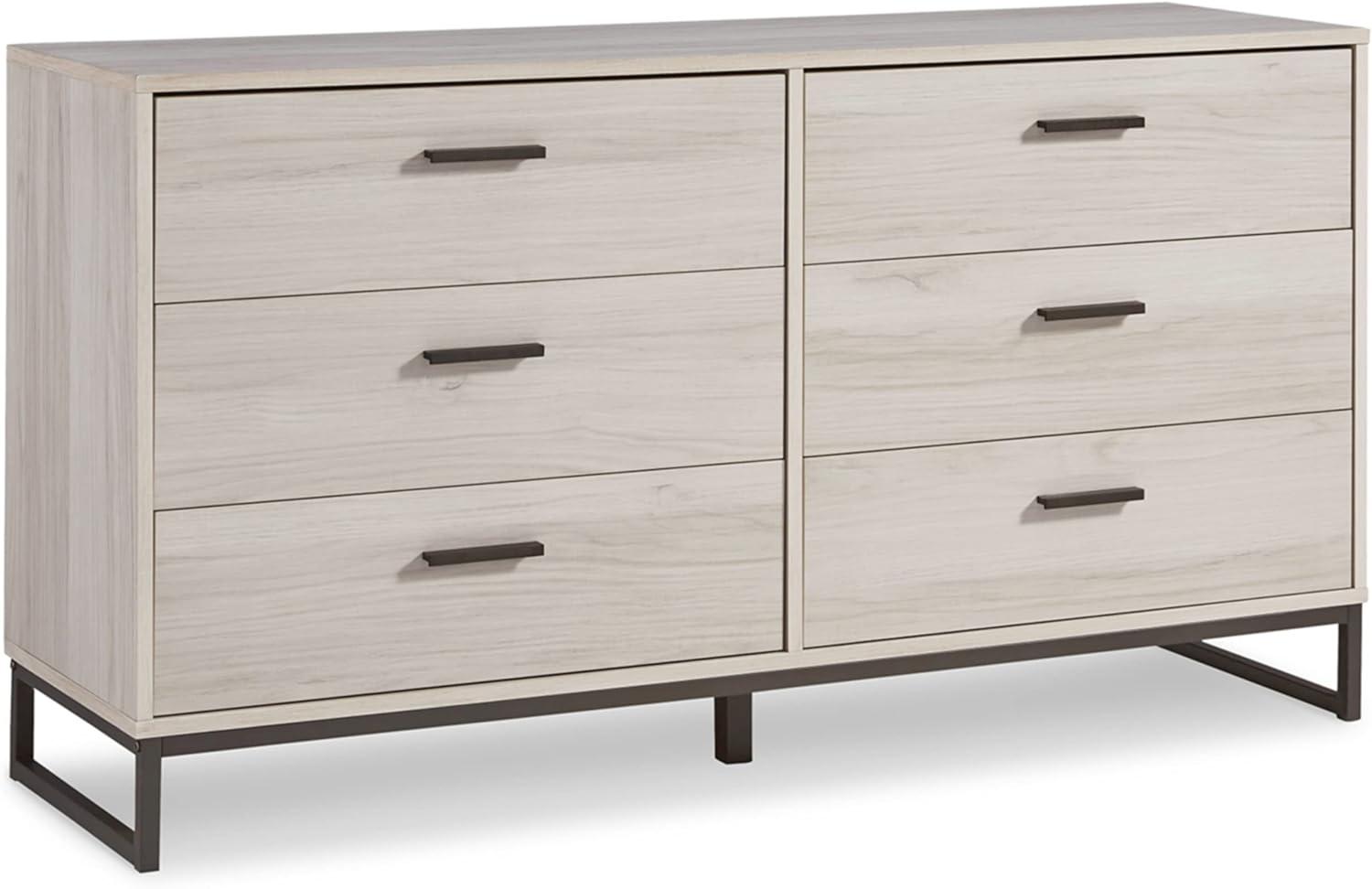 Signature Design by Ashley Contemporary Socalle 6 Drawer Dresser, Light Natural