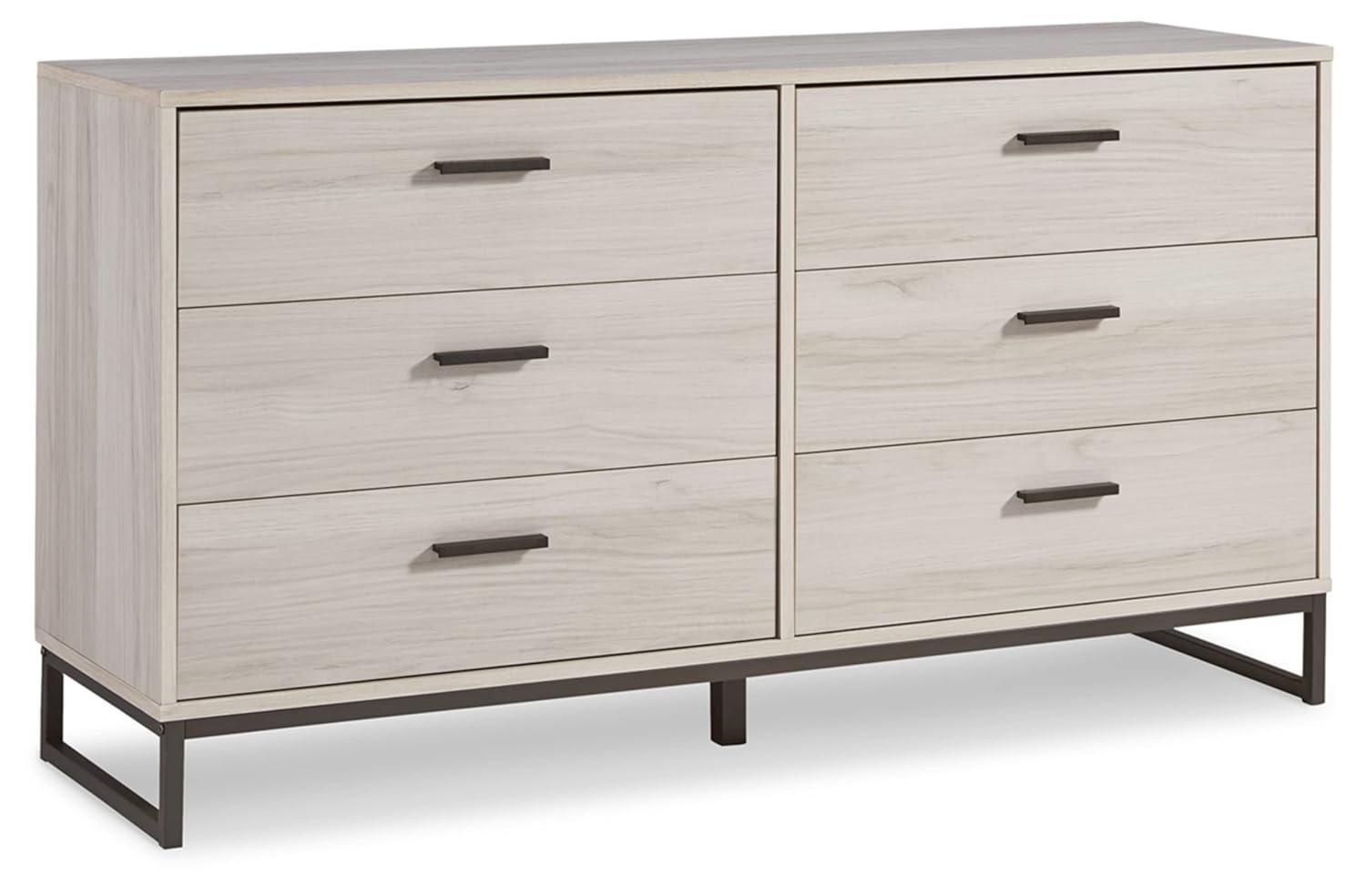 Signature Design by Ashley Contemporary Socalle 6 Drawer Dresser, Light Natural