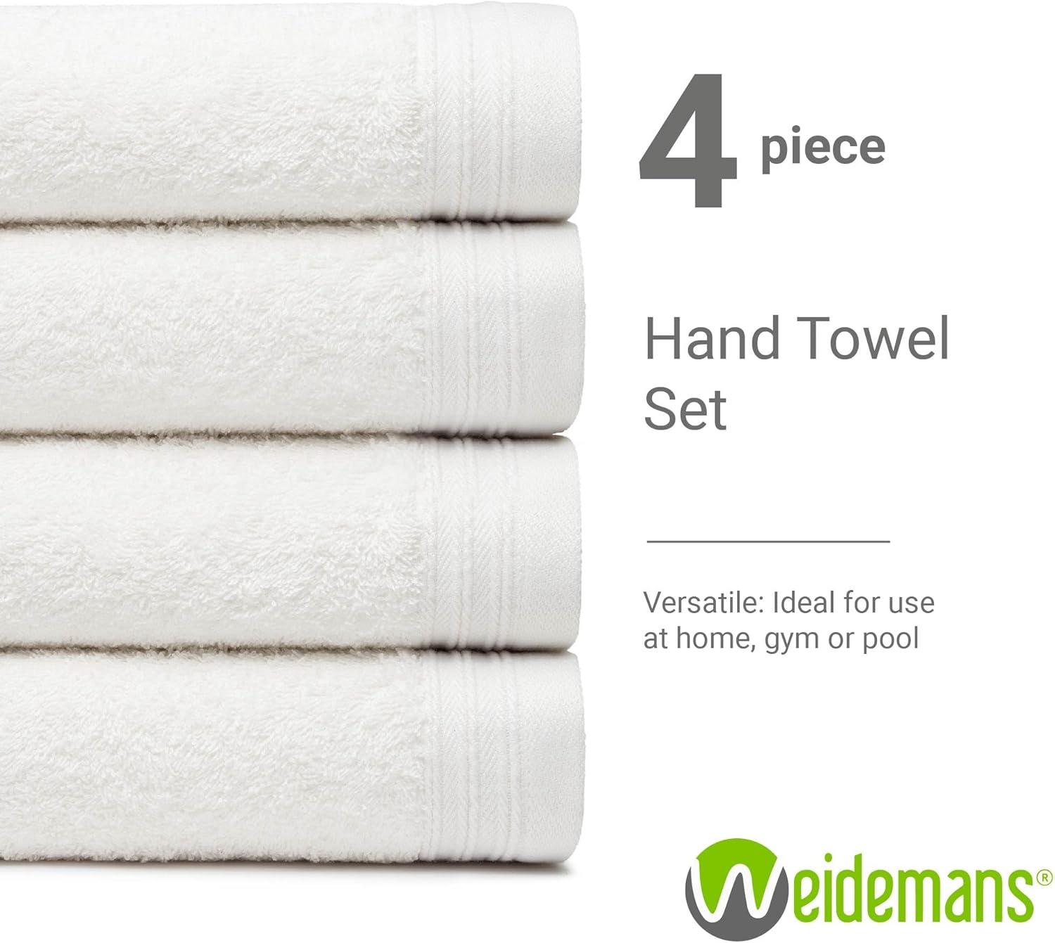 White 100% Cotton Ultra Soft Hand Towels Set of 4