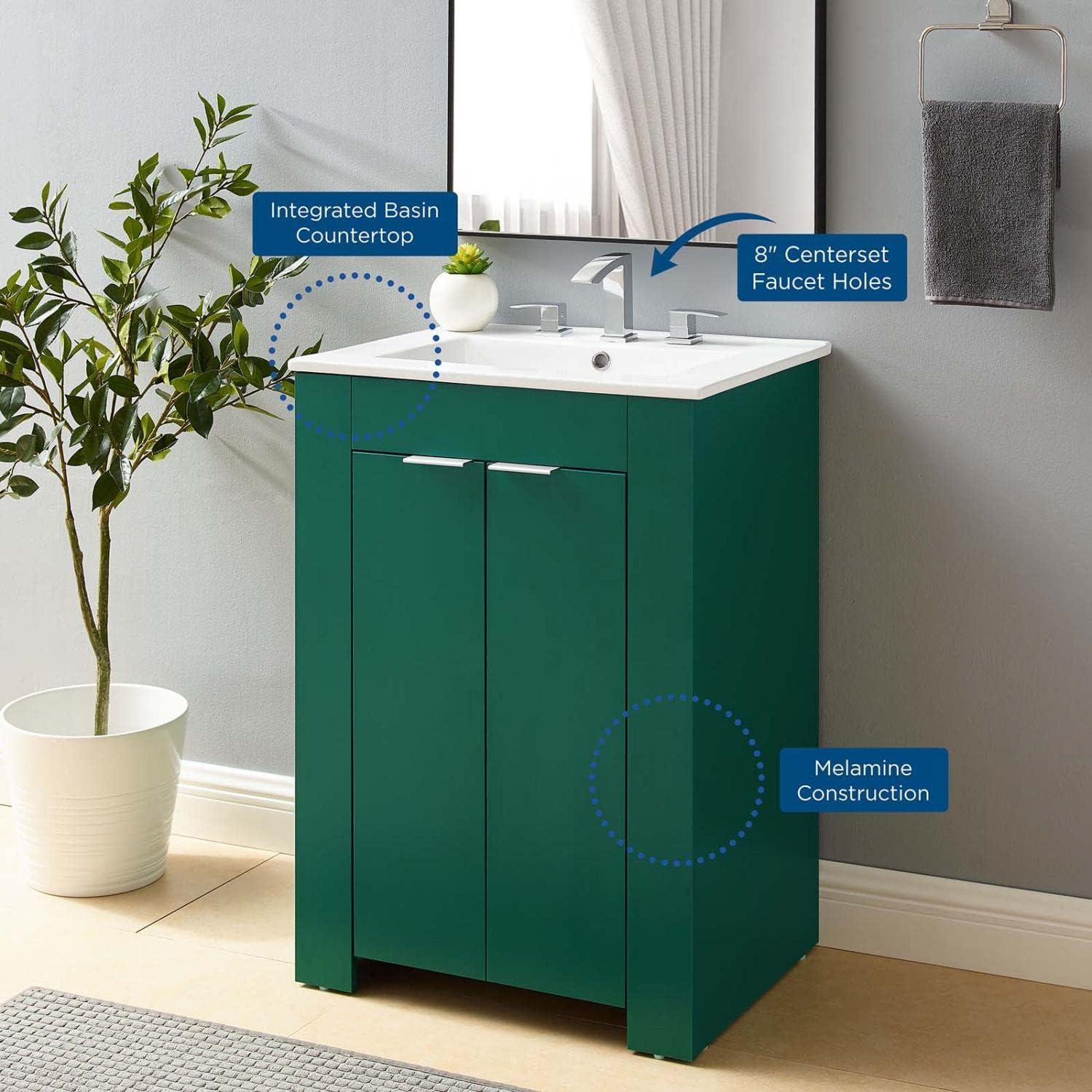 Maybelle Green and White 24" Bathroom Vanity with Ceramic Sink