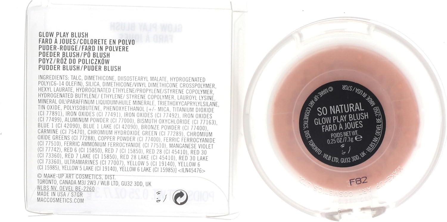 MAC COSMETICS BLUSH 0.25 OZ SO NATURAL MAC COSMETICS/GLOW PLAY BLUSH (SO NATURAL) 0.25 OZ (7.3 ML) GOLDEN BEIGE