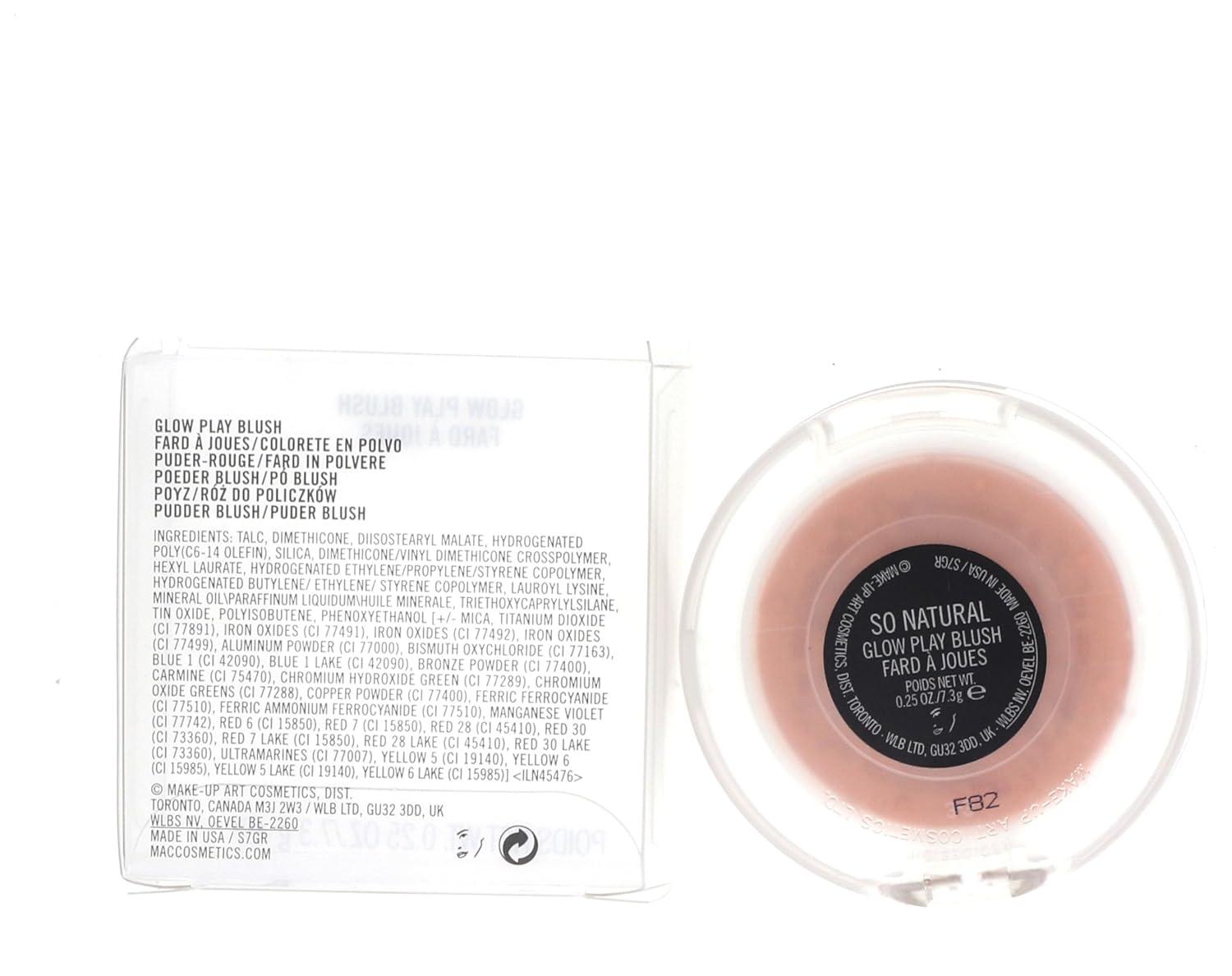 MAC COSMETICS BLUSH 0.25 OZ SO NATURAL MAC COSMETICS/GLOW PLAY BLUSH (SO NATURAL) 0.25 OZ (7.3 ML) GOLDEN BEIGE