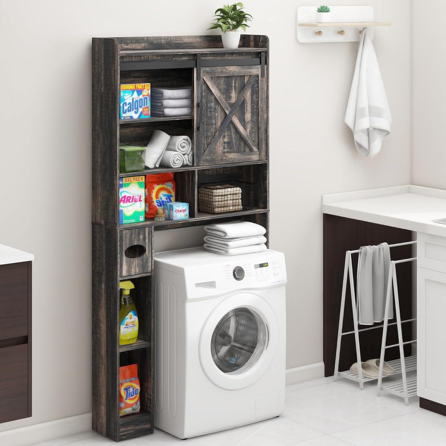 Gracie Oaks The Toilet Storage Cabinet, Farmhouse Storage Cabinet Over Toilet with 2 Barn Doors