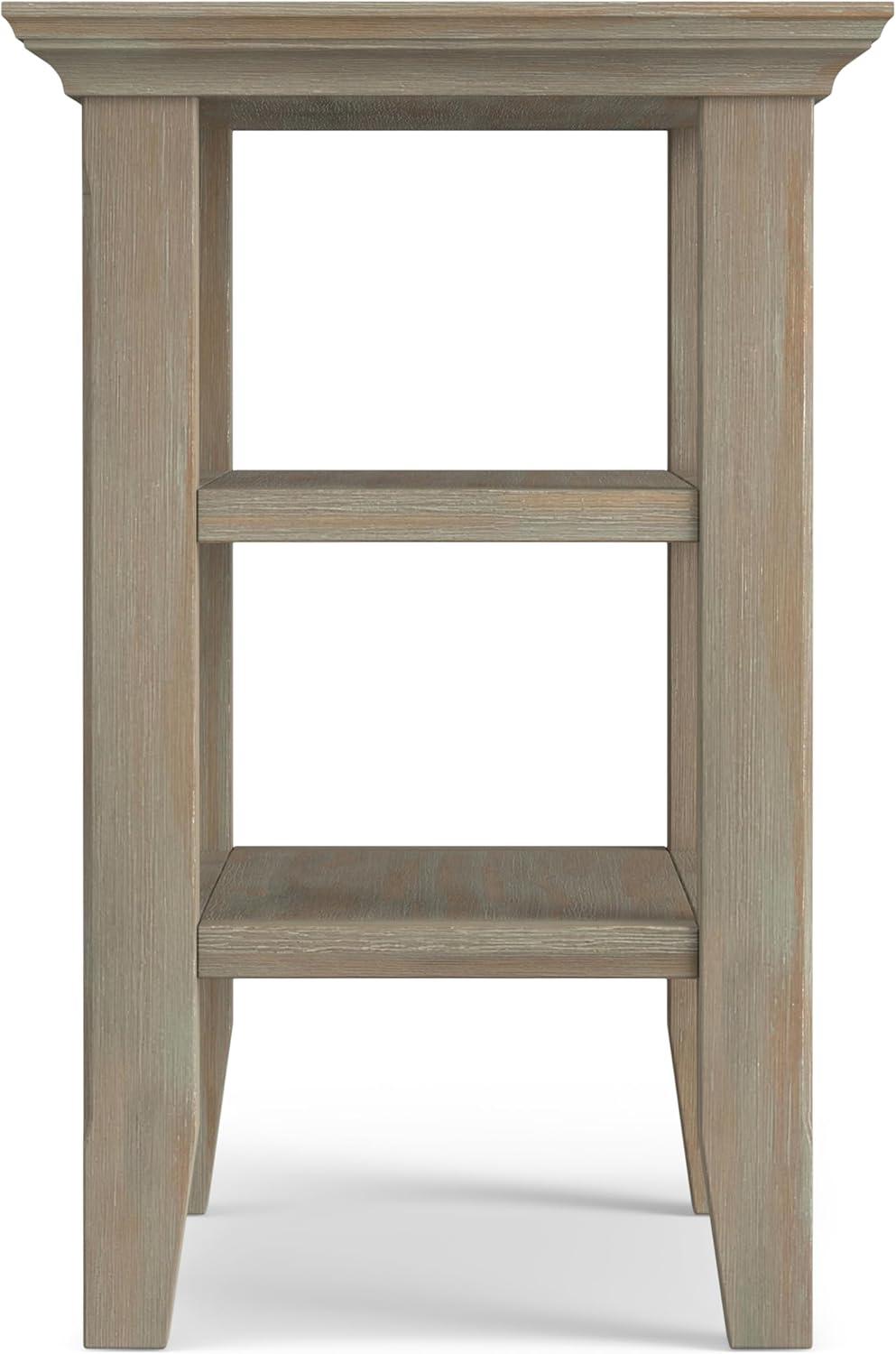 Simpli Home Acadian Wood 14" Rectangle Transitional Narrow Side Table in Gray