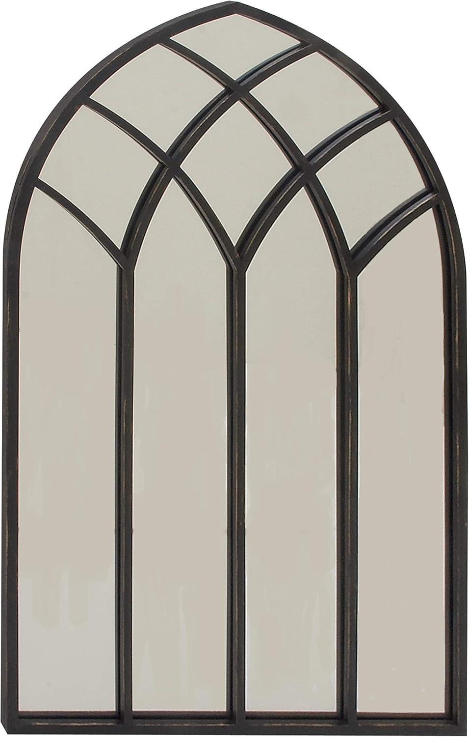 DecMode 30" x 48" Black Arched Window Pane Wall Mirror