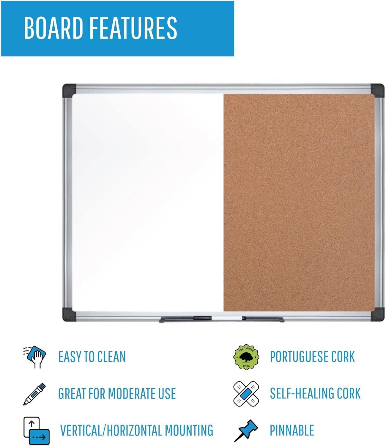 36" x 24" Magnetic Dry Erase Calendar with Corkboard