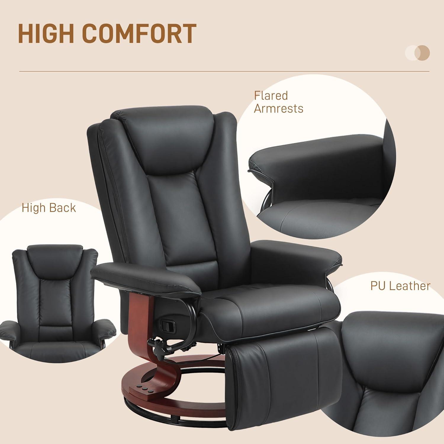 Manual Swivel Recliner Chair, Reclining Chair With Footrest For Living Room