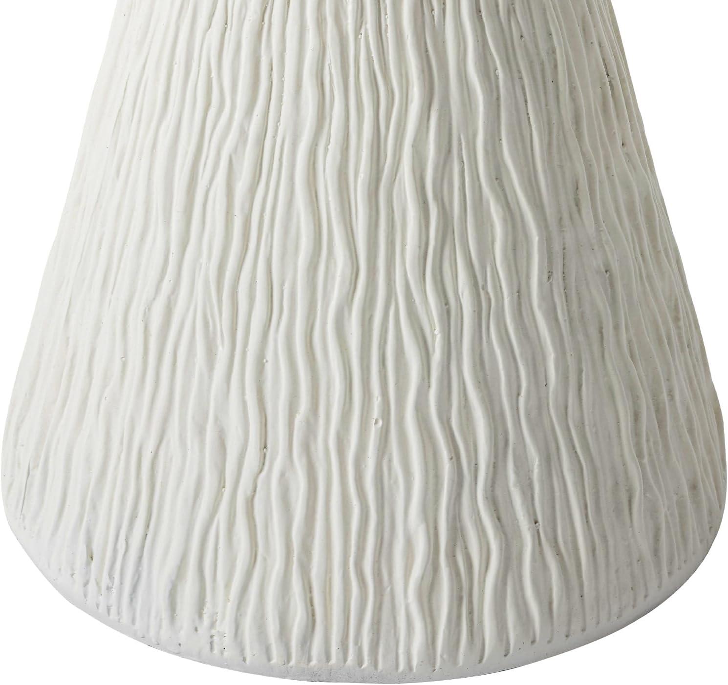 COSIEST Outdoor Side Table Mushroom Shaped Round White Concrete Accent Table