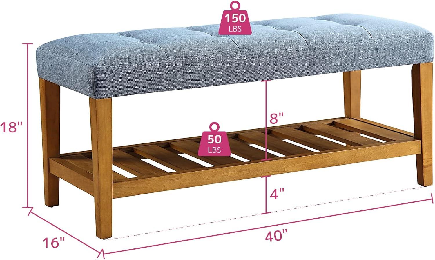 Wooden Bench Blue and Oak - Saltoro Sherpi
