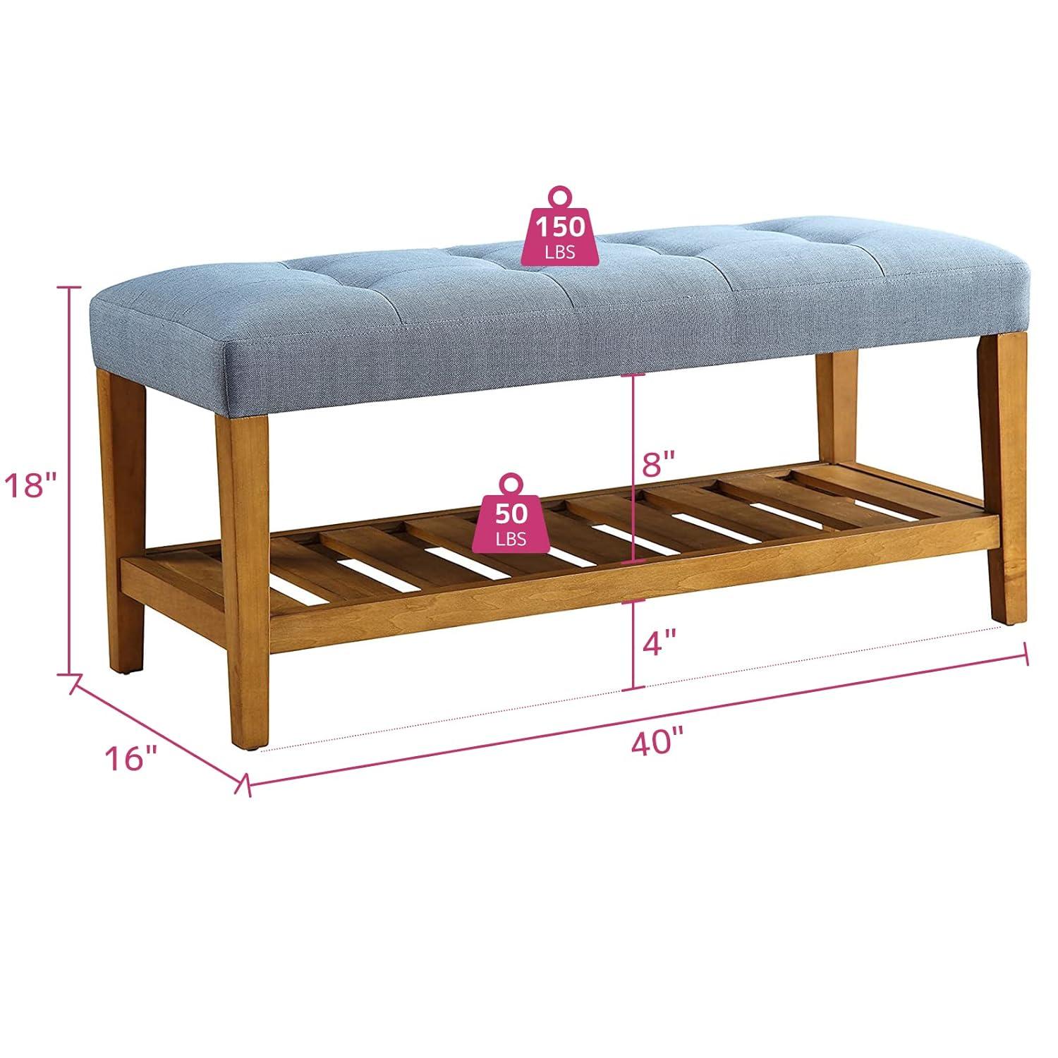 Wooden Bench Blue and Oak - Saltoro Sherpi