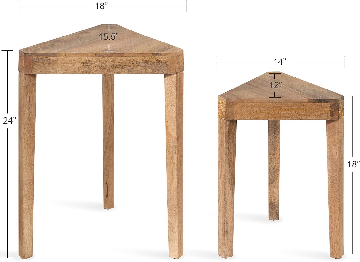 Kate and Laurel Talcott Triangle Wood Nesting Table, 2 Piece, White