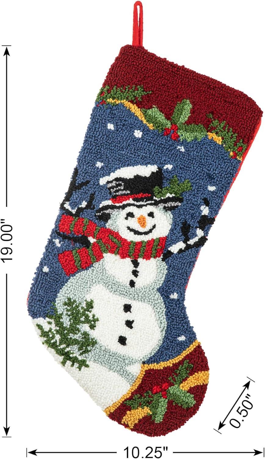 Handcrafted Snowman Hooked Christmas Stocking with 3D Applique