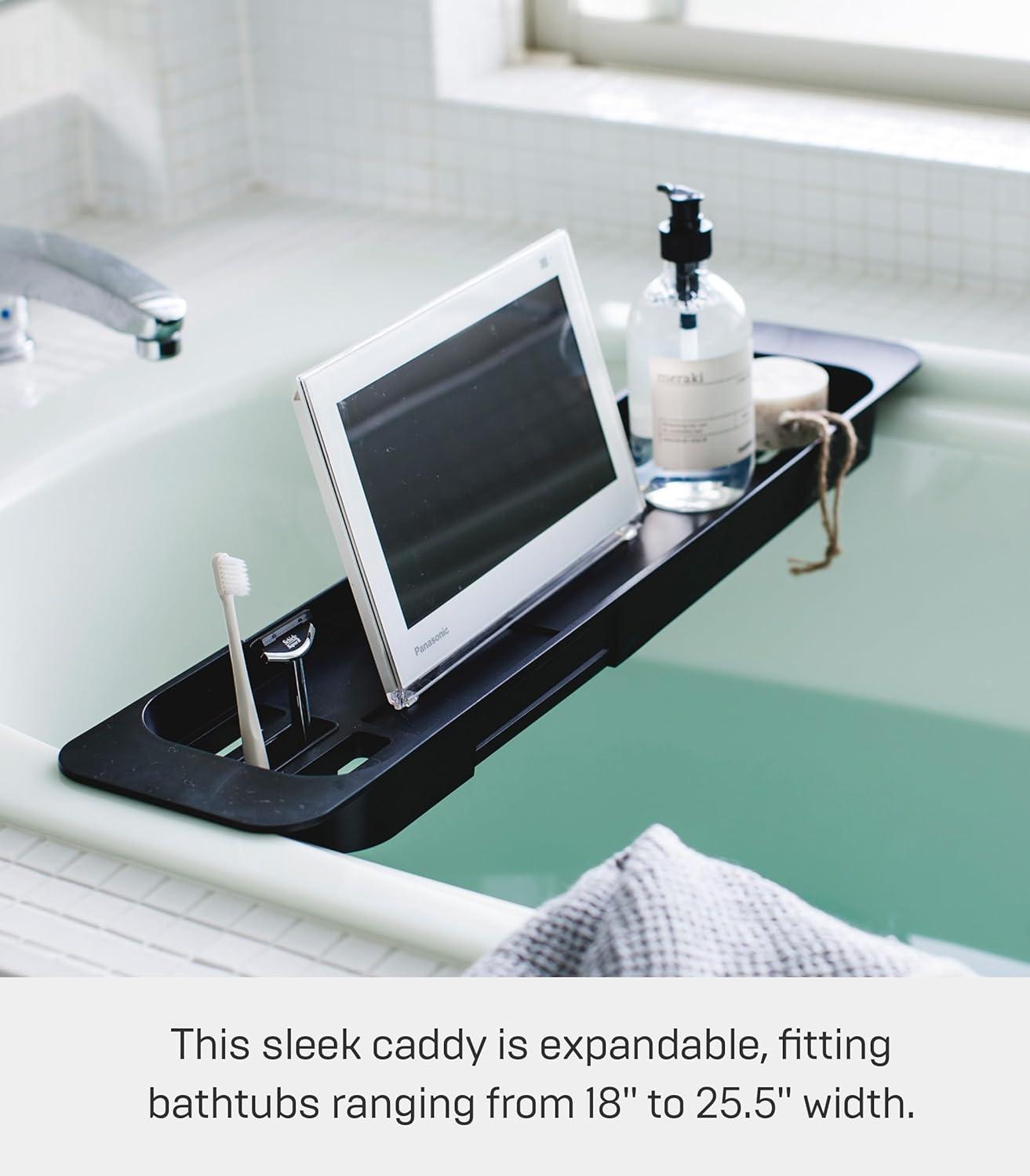 Yamazaki Home Tower Yamazaki Home Expandable Bathtub Caddy - Bathroom Tray Table Holder, 1.77" Height