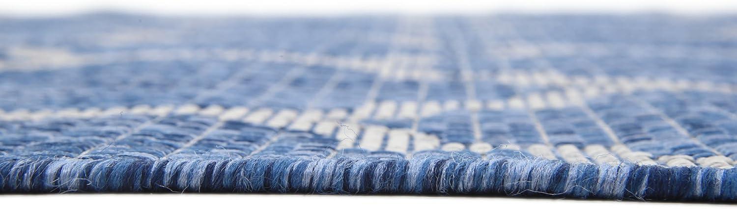 Unique Loom 6' 1 x 9' 0 Rectangle Indoor/Outdoor Trellis Navy Blue Area Rug