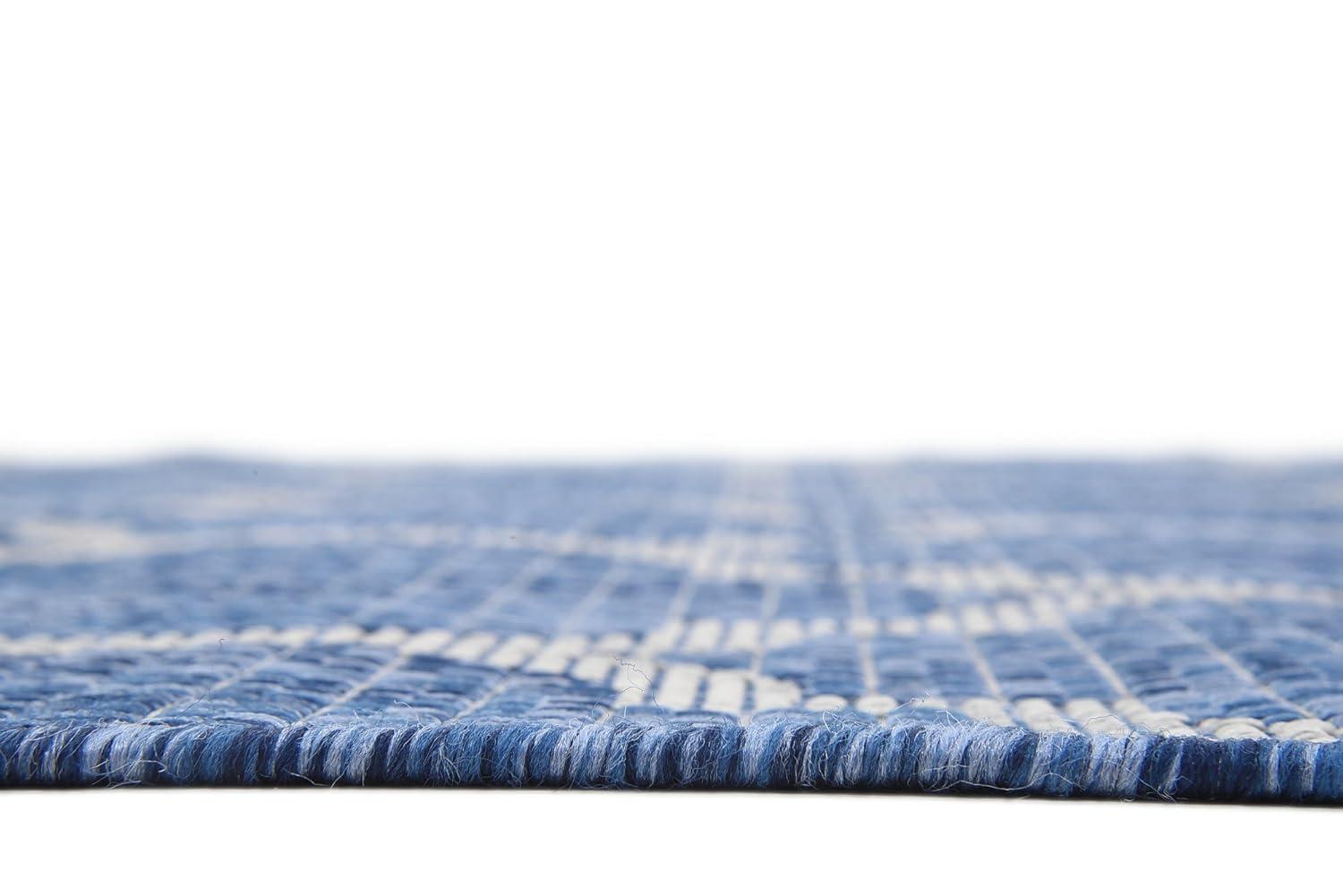 Unique Loom 6' 1 x 9' 0 Rectangle Indoor/Outdoor Trellis Navy Blue Area Rug