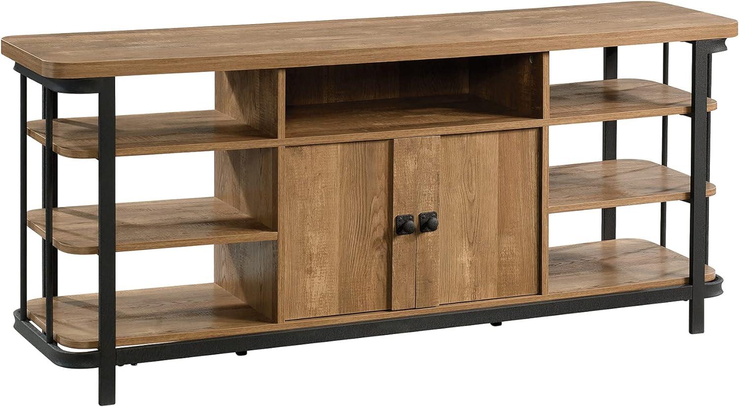 Etched Oak 59'' Industrial TV Credenza with Adjustable Shelf