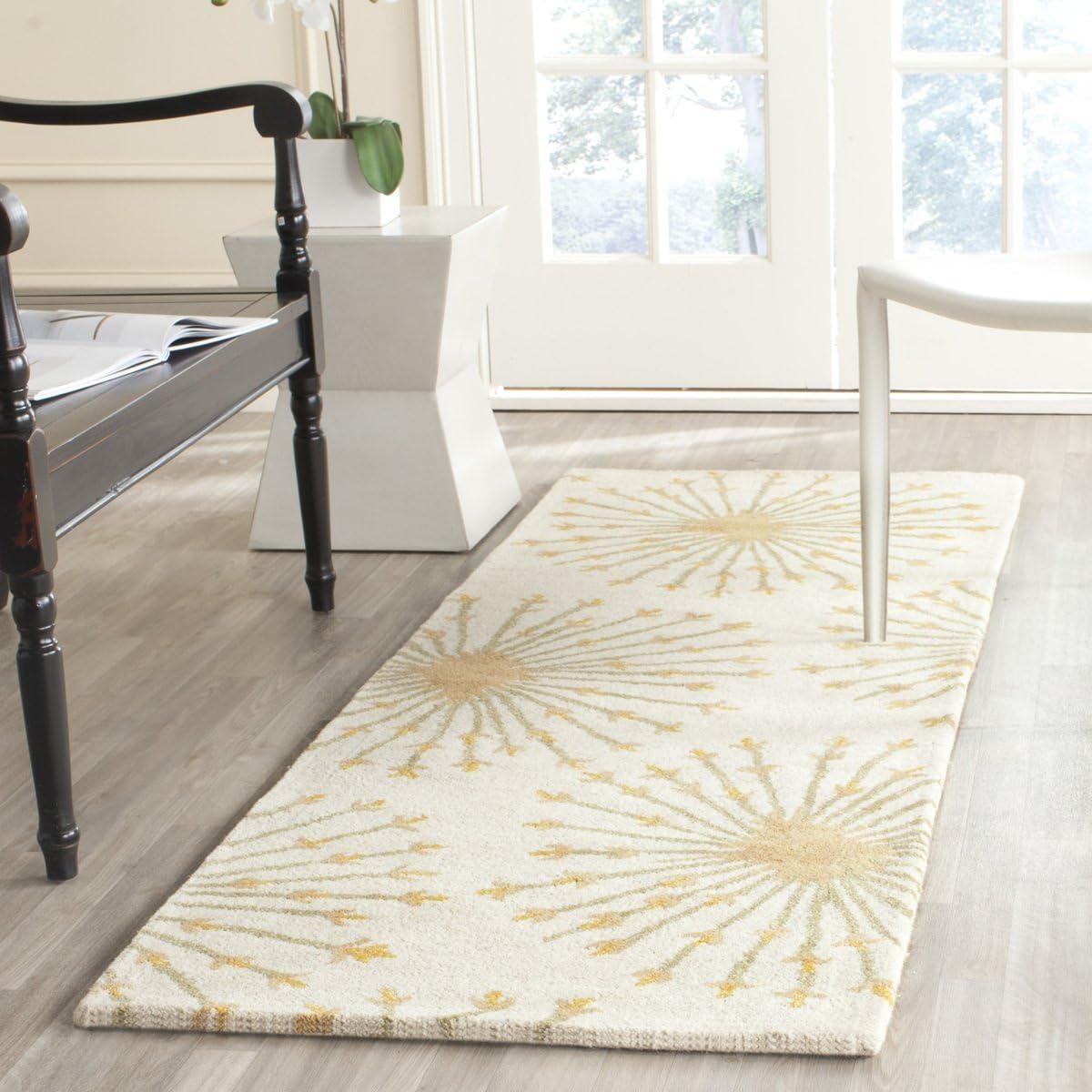 SAFAVIEH Bella Owen Fire Burst Wool Area Rug, Beige/Gold, 8' x 10'