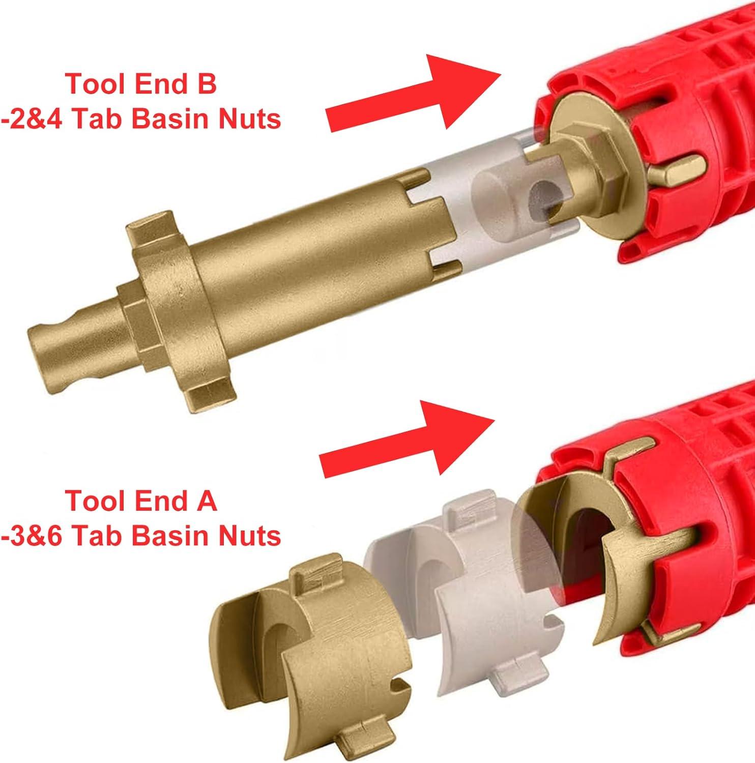 Forlivese 14-in-1 Multi-Function Basin Wrench,Faucet Installer and Sink Drain Nut Removal Tool,One-Way Plumbing Wrench for Tight Spaces