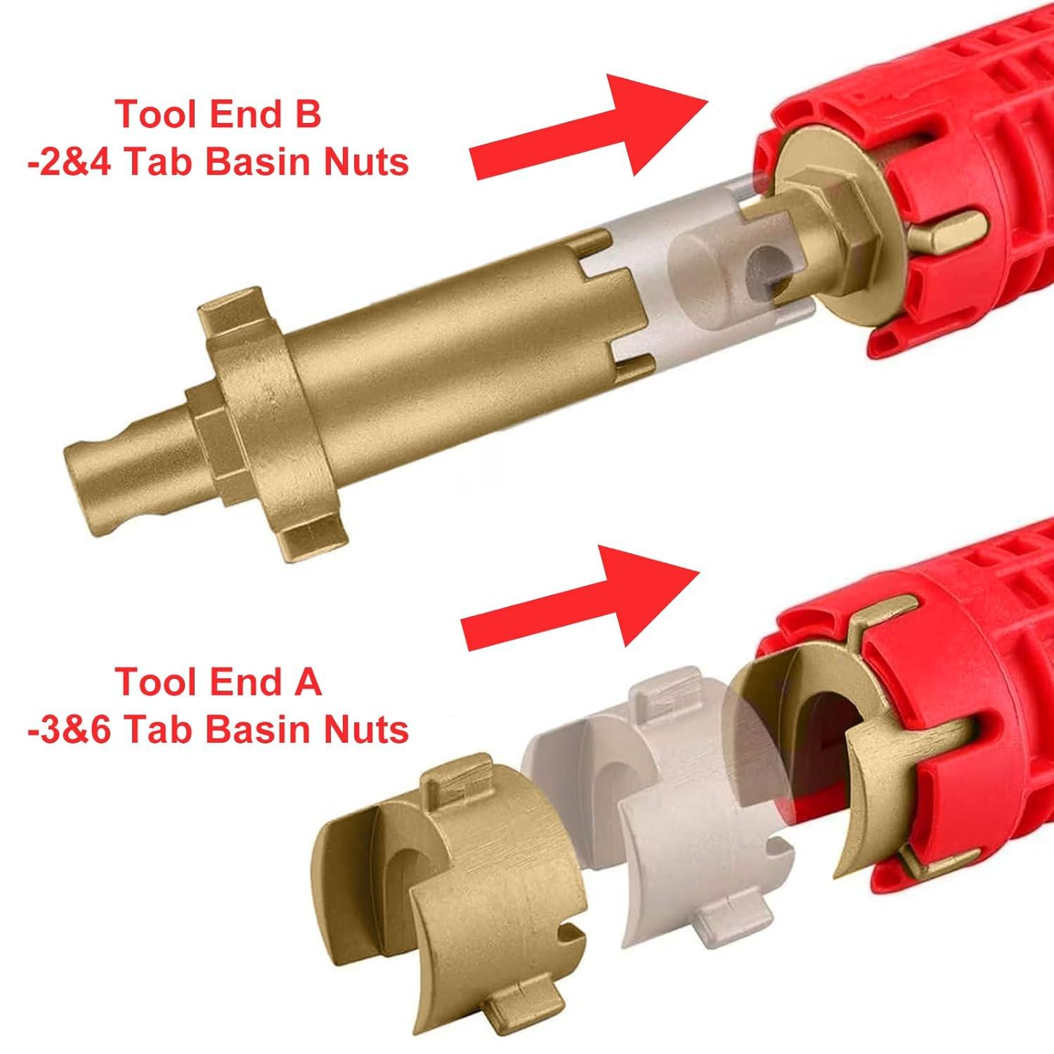 Forlivese 14-in-1 Multi-Function Basin Wrench,Faucet Installer and Sink Drain Nut Removal Tool,One-Way Plumbing Wrench for Tight Spaces