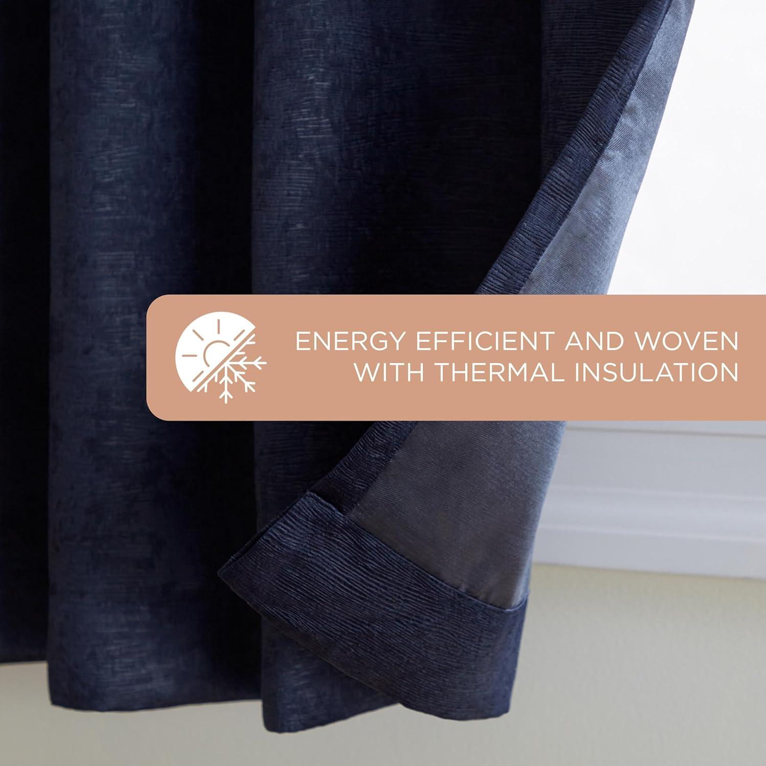 Set of 2 84"x52" Oxford Textured Sateen Thermal Room Darkening Grommet Top Window Curtain Panel Navy - Exclusive Home