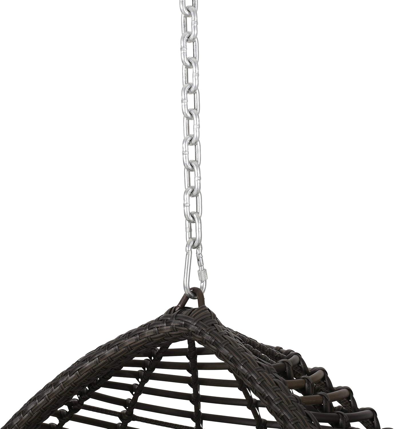 Morris Indoor/Outdoor Wicker Hanging Chair with 8' Chain - Christopher Knight Home: Cushioned, Weather-Resistant