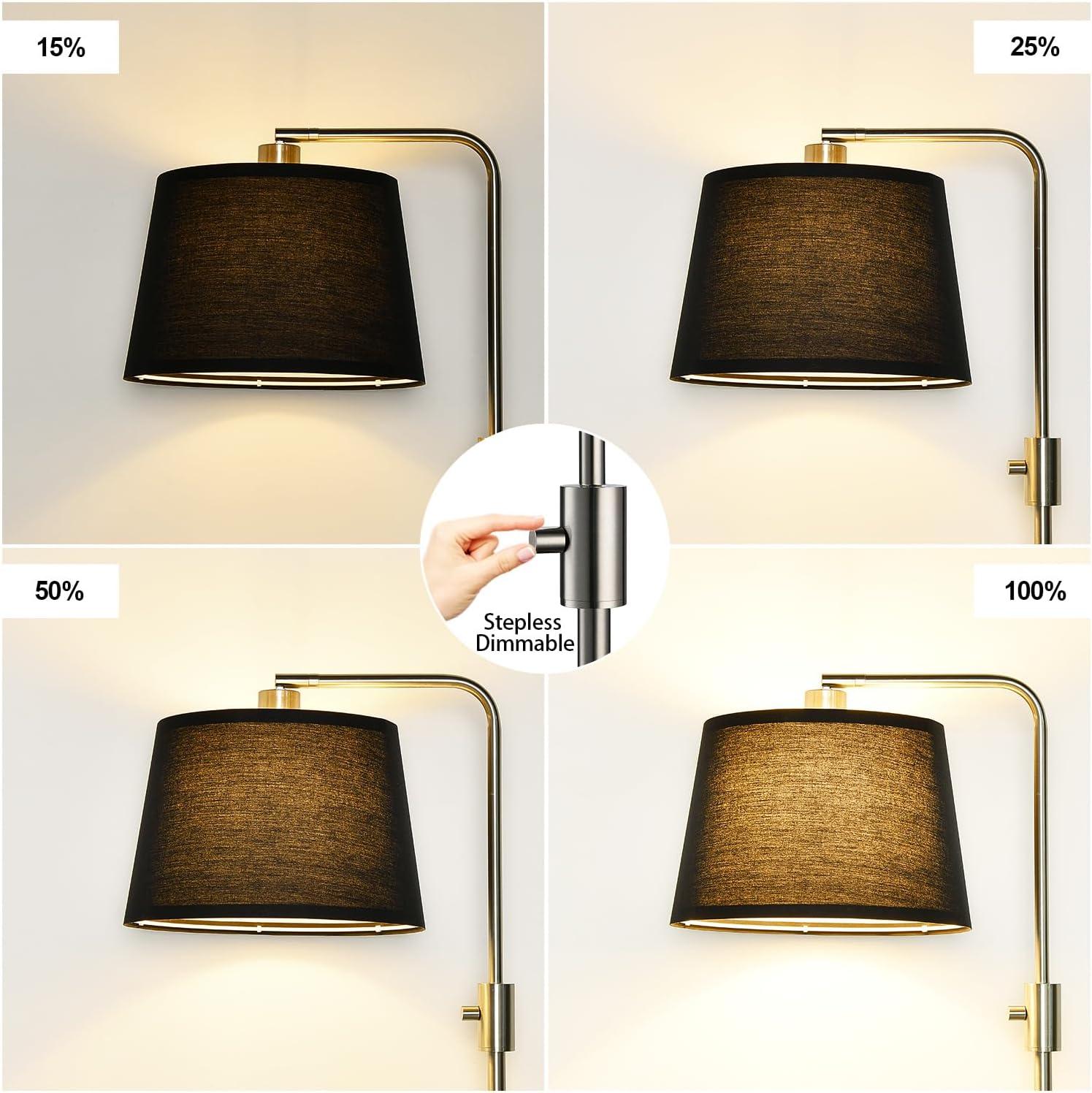 【Upgraded】 Dimmable Floor Lamp, 1000 Lumens LED Edison Bulb Included, Arc Floor Lamps for Living Room Modern Standing Lamp with Gray Shade, Tall Lamps for Living Room Bedroom Office Dining Room