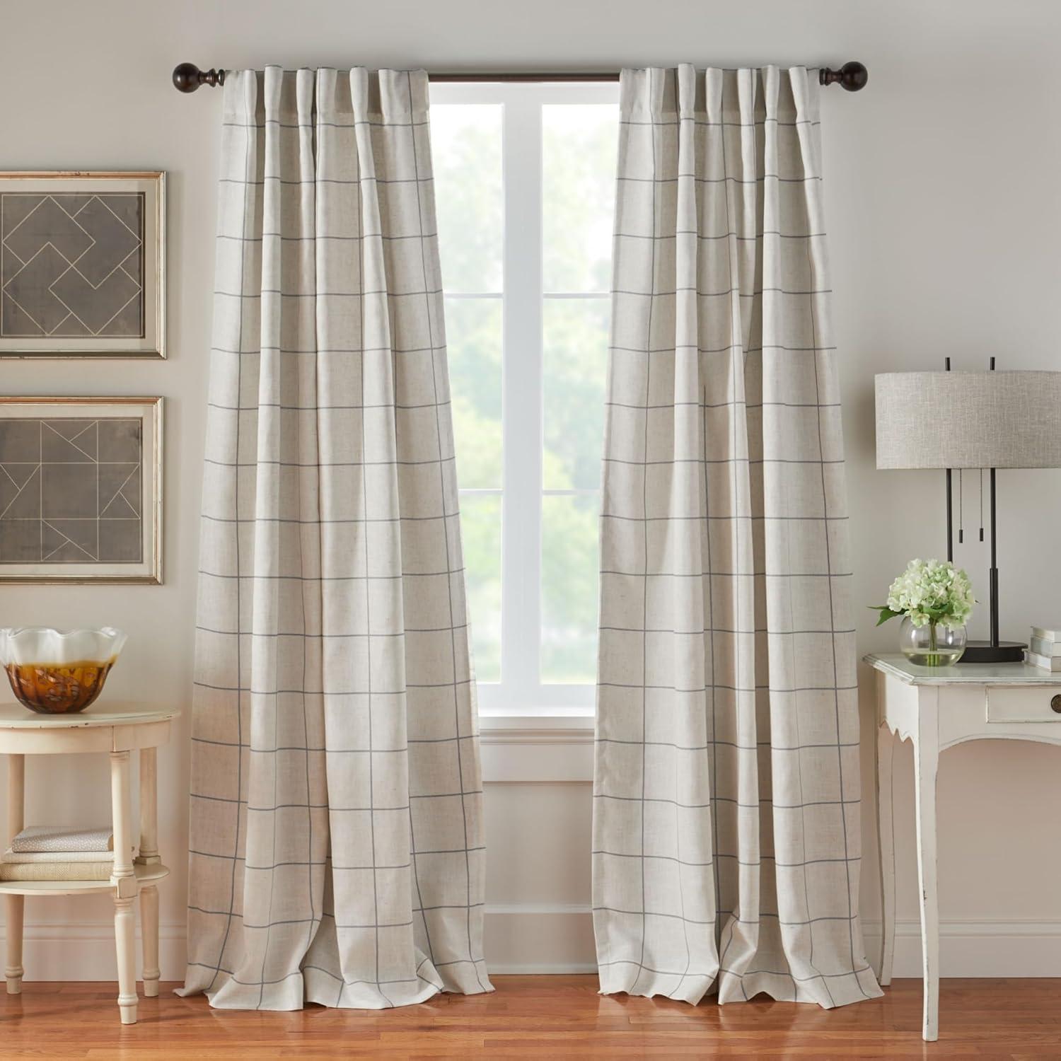 Gracie Oaks Fashions Plaid Blackout Window Curtain, with Back Tab and Rod Pocket Tabs, 1 Panel,52"W