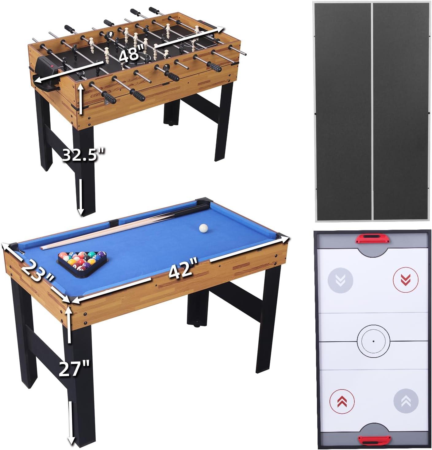 Tallo 48'' 4-in-1 Multi-Game Table with Foosball, Air Hockey, Pool, and Table Tennis