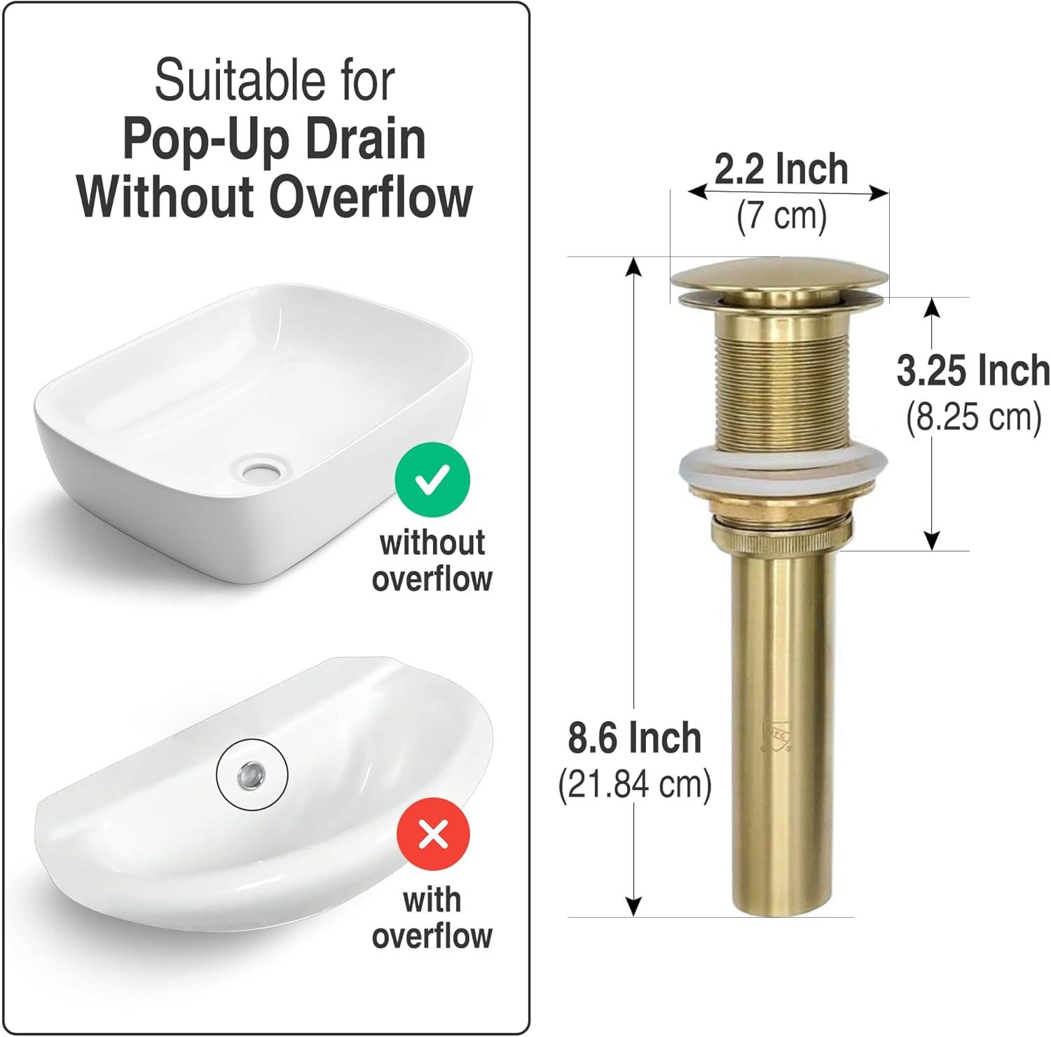 Brushed Gold Tall Brass Bathroom Faucet with Pop-Up Drain