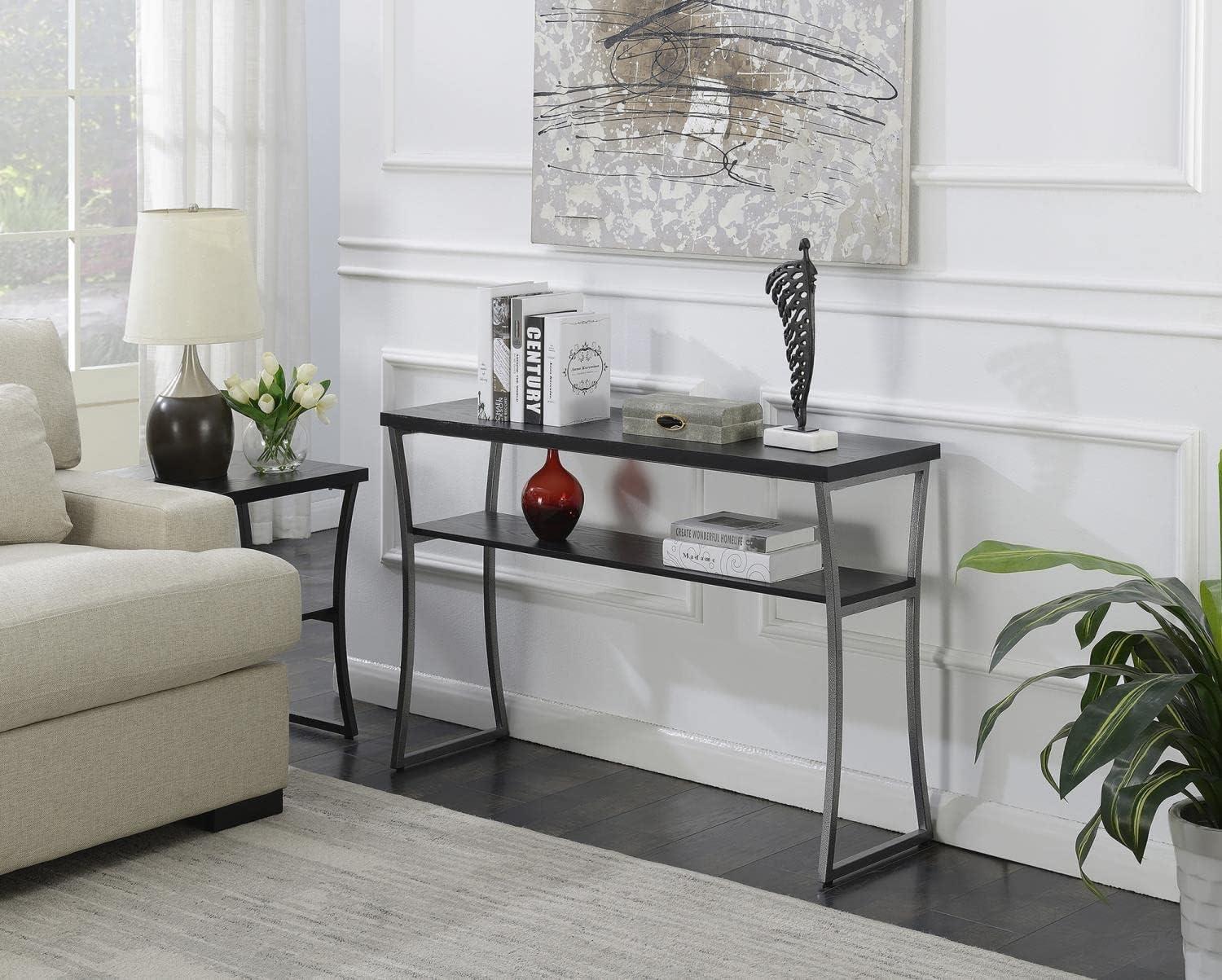 X-Calibur Console Table, Black Woodgrain