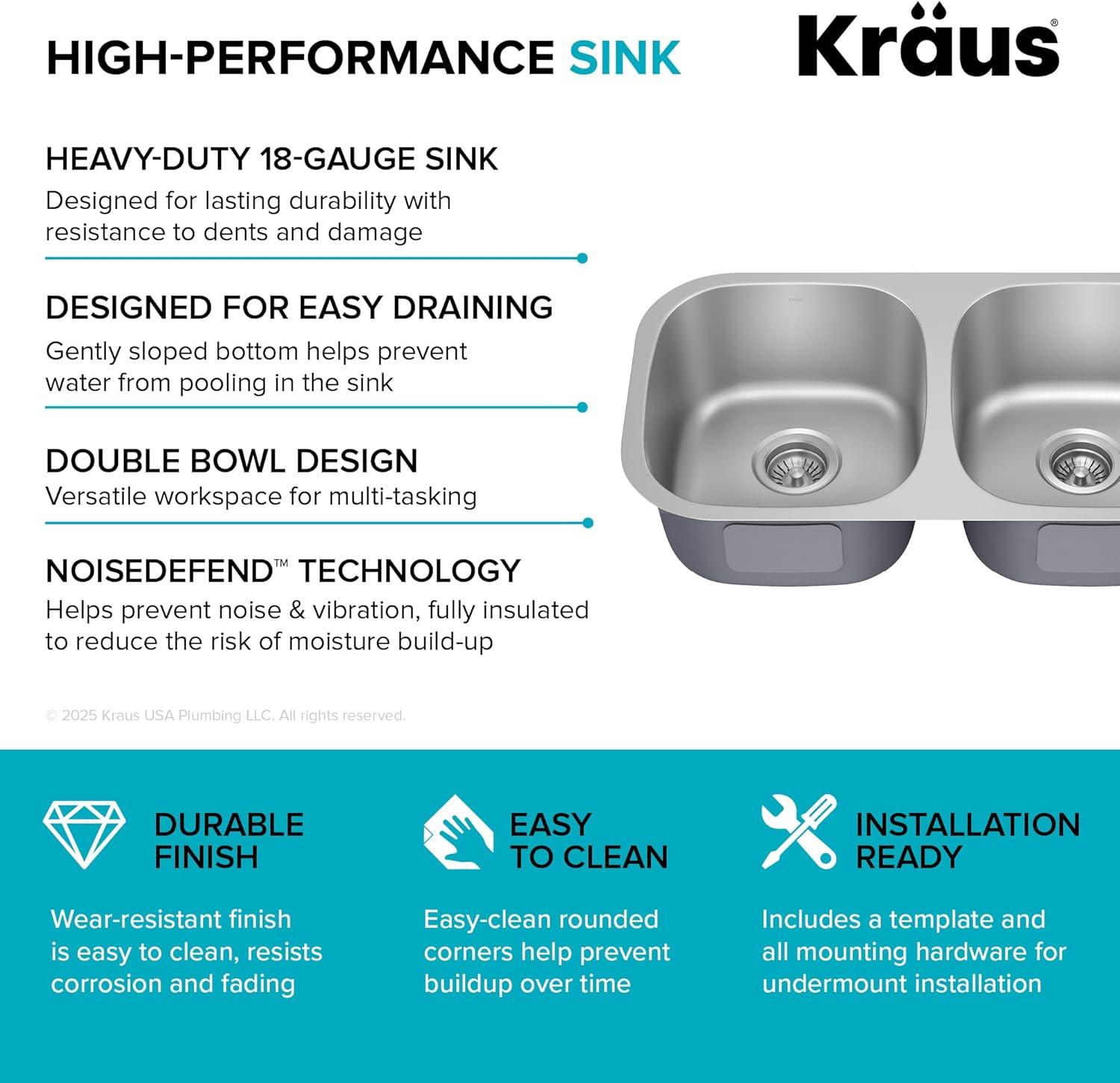 KRAUS Premier Undermount Single Bowl 18-Gauge Stainless Steel Kitchen Sink