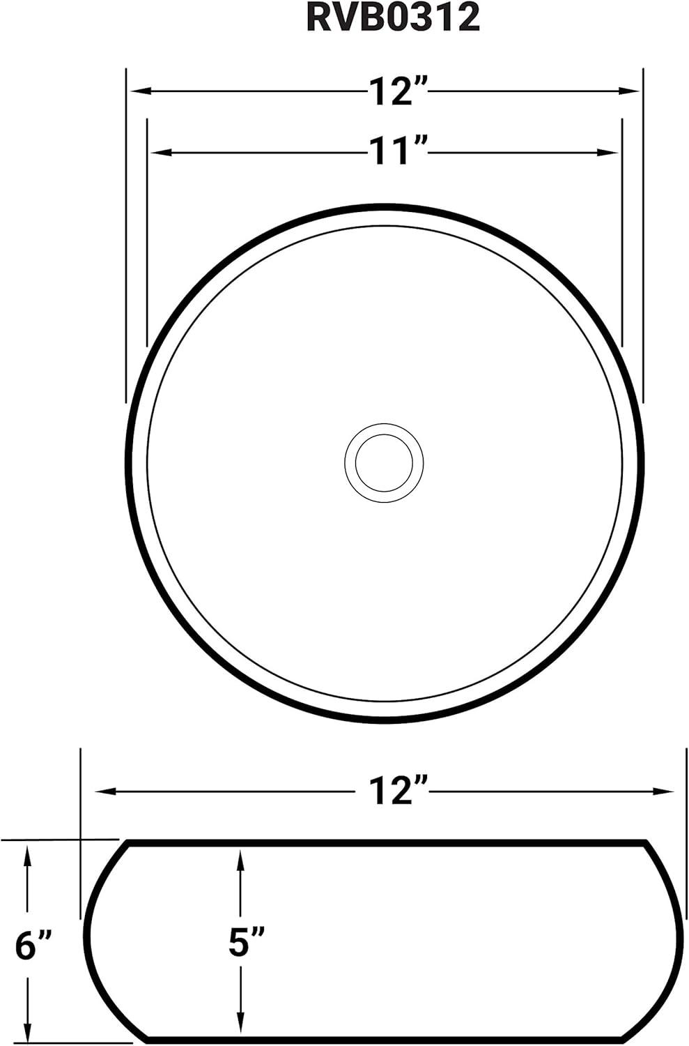 Ruvati Bathroom Vessel Sink Round White Circular Above Counter Porcelain Ceramic