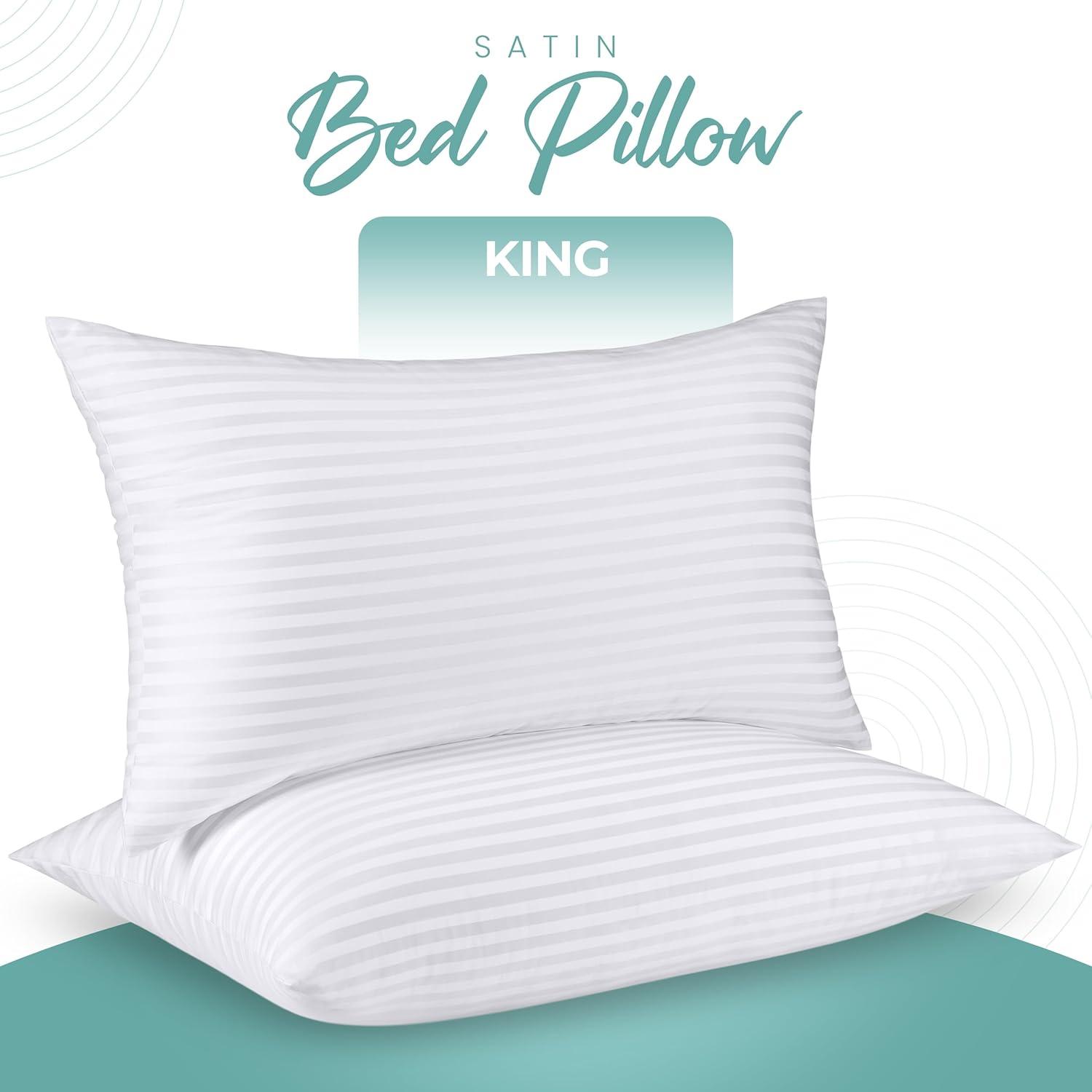 King Size White Polycotton Bed Pillows Set of 2