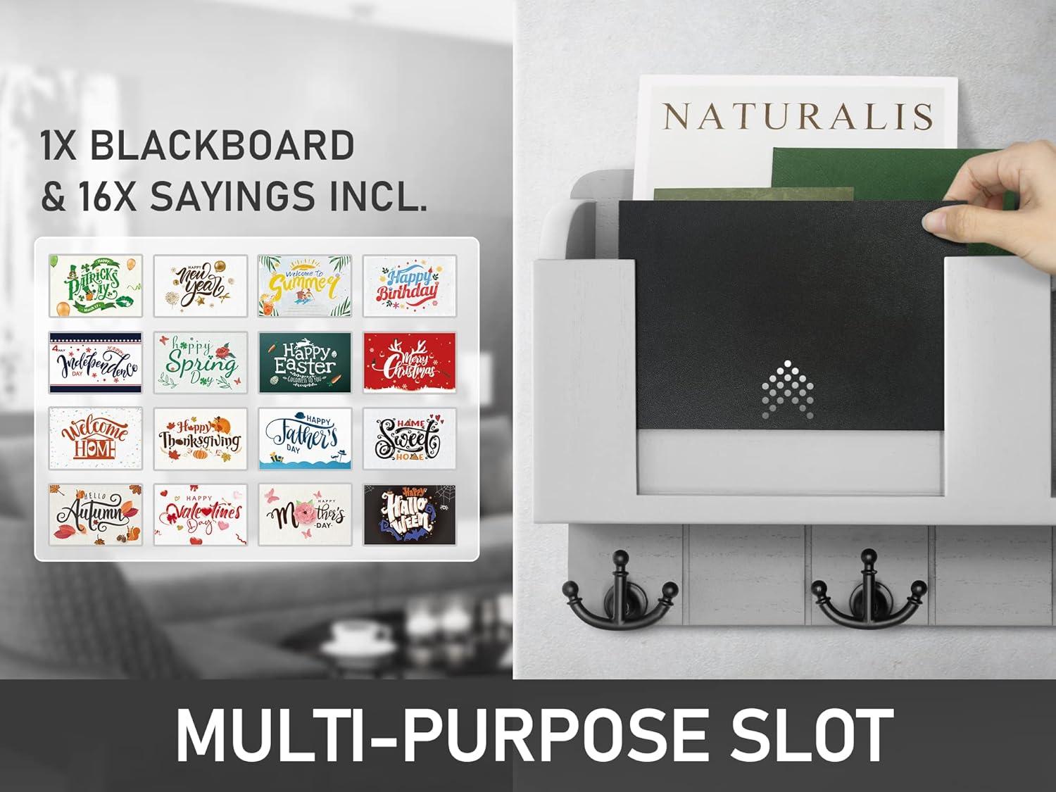 RIZPET Key Holder And Mail Organizer Wall Mount With Shelf - Modern Home Decor For Entryway