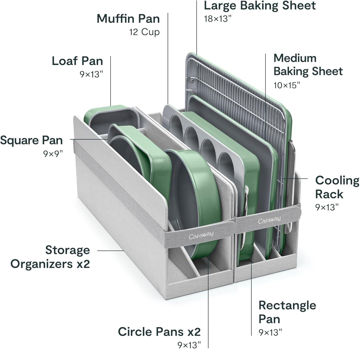 Sage Green Non-Stick Ceramic 11-Piece Bakeware Set