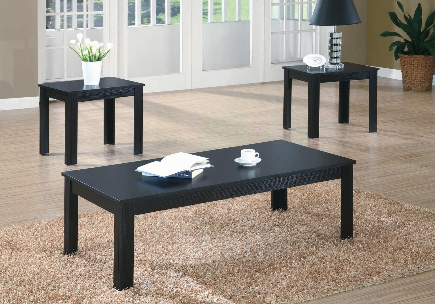 Transitional Black Oak 3-Piece Coffee & End Table Set