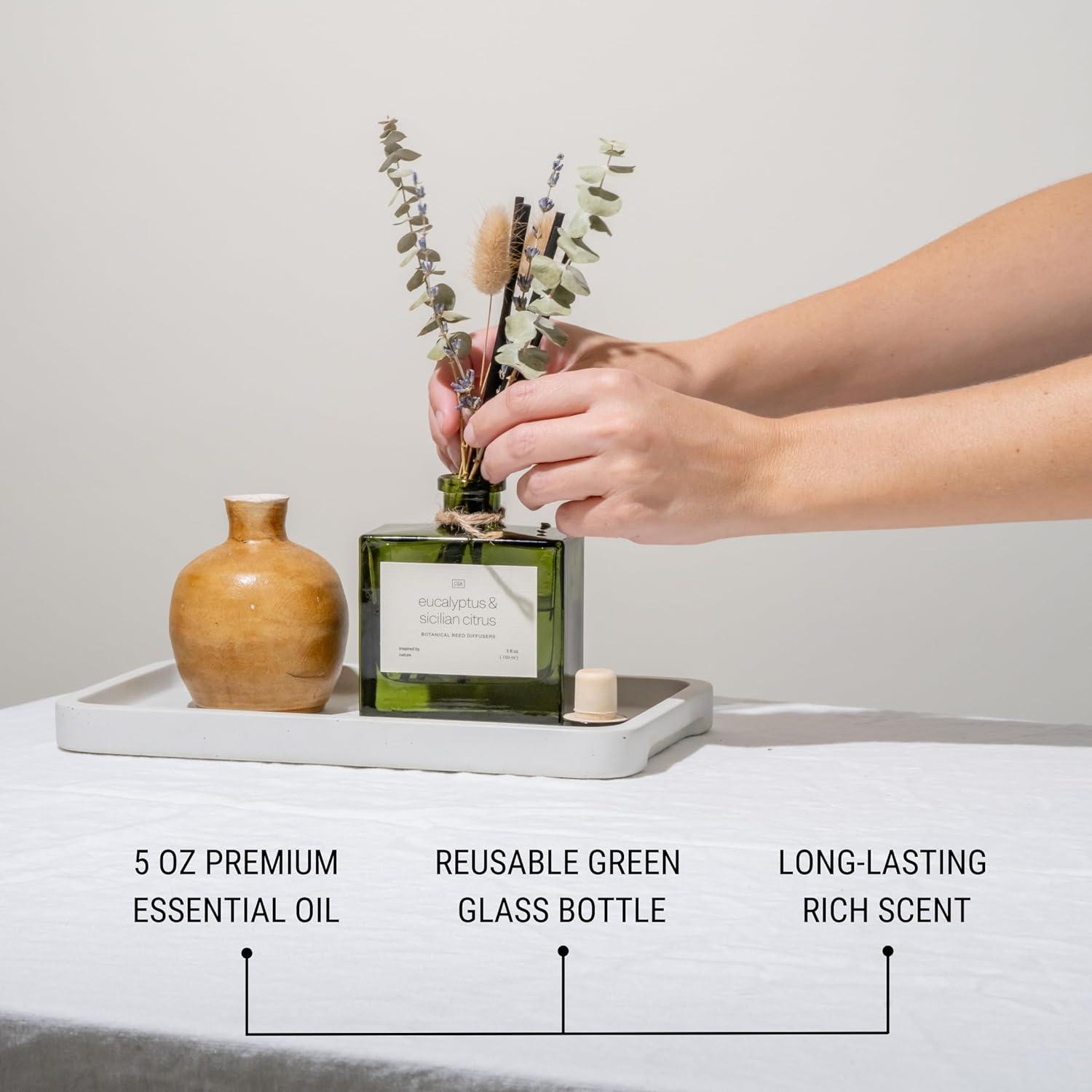 Craft & Kin Reed Diffuser Set With Flower For Home With Eucalyptus & Sicilian Citrus Scent