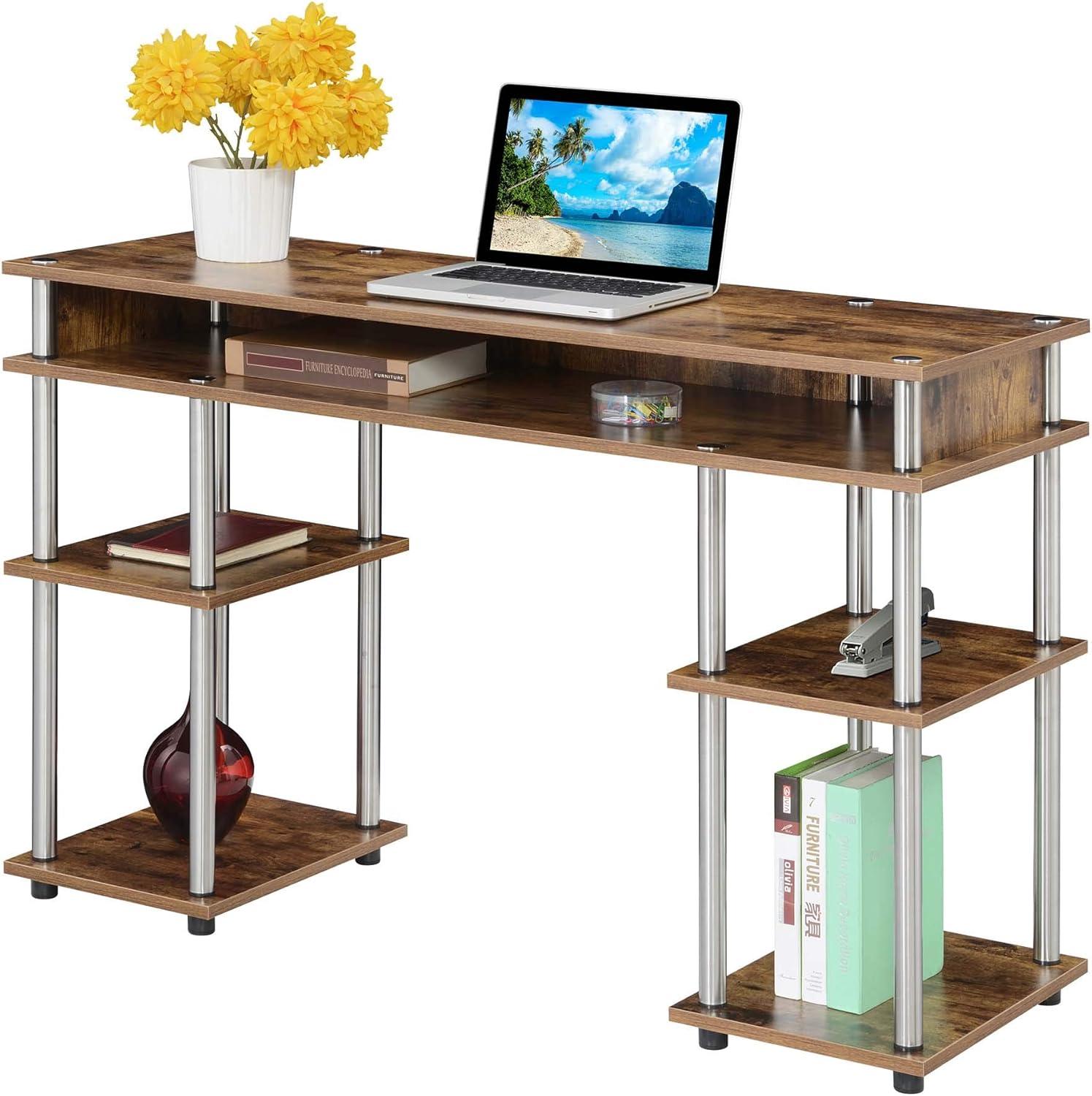 Convenience Concepts Designs2Go 30" Tall No Tools Student Desk with Shelves, Barnwood