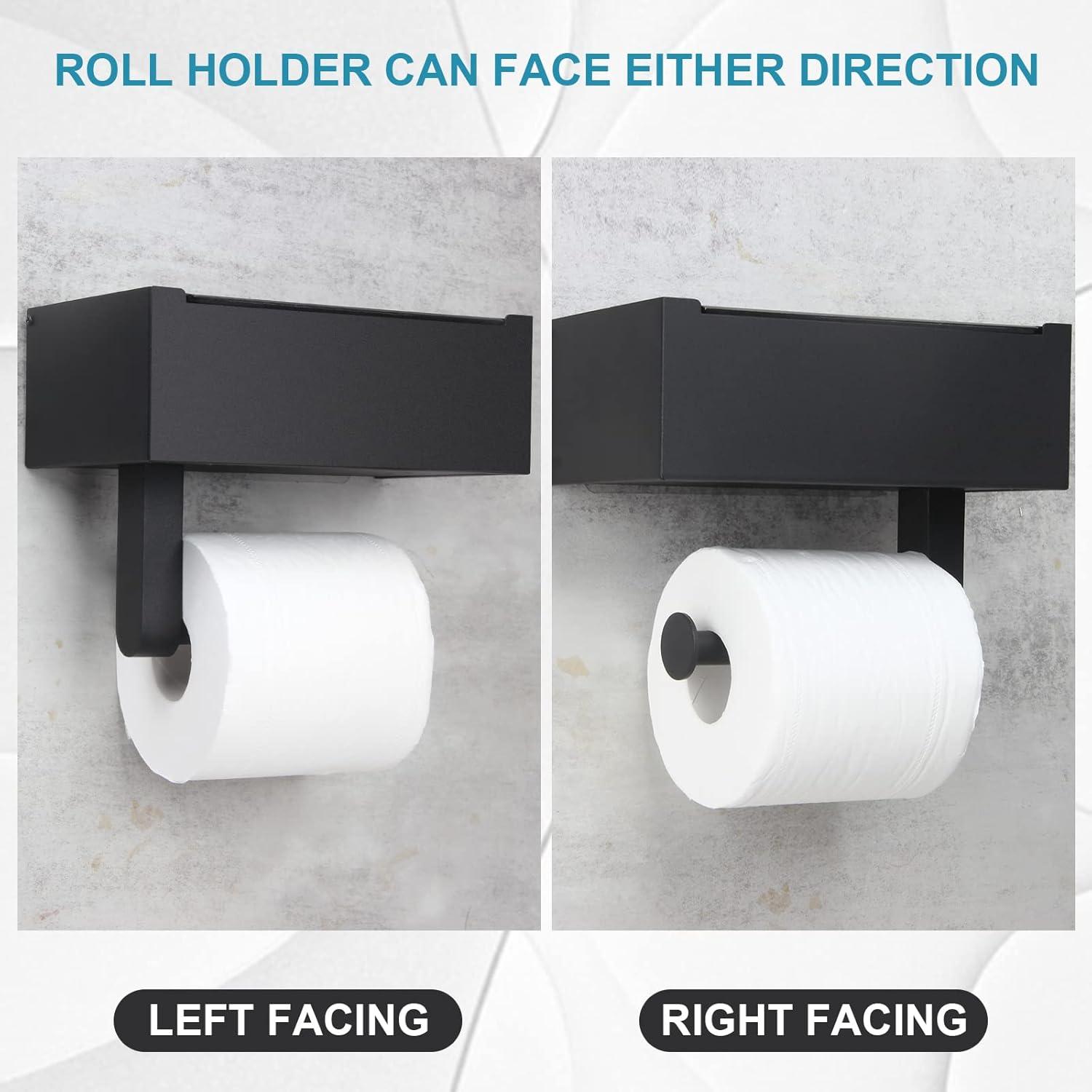 Toilet Paper Holder, Toilet Paper Holder with Shelf and Storage,Flushable Wet Wipes Dispenser for Bathroom ,Toilet Tissue Holder(Stainless Steel Wall Mount - Large)