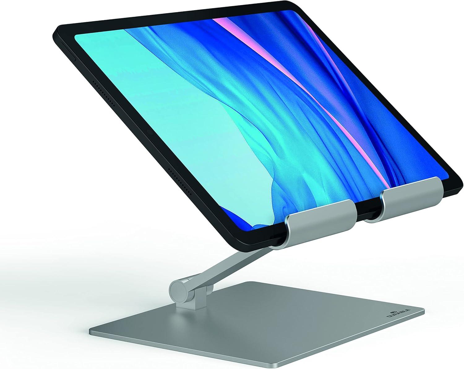 Durable Aluminum Tablet Stand for 7" to 13" Tablets and Smartphones - Height and Angle Adjustable for iPad, Samsung, and More - Foldable Kitchen and Desk Holder