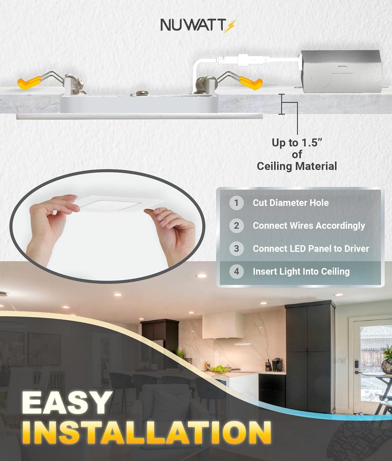4 in. Slim Canless Square LED Recessed Light 12W 5CCT Dimmable IC Rated 550LM Black Trim 12PK