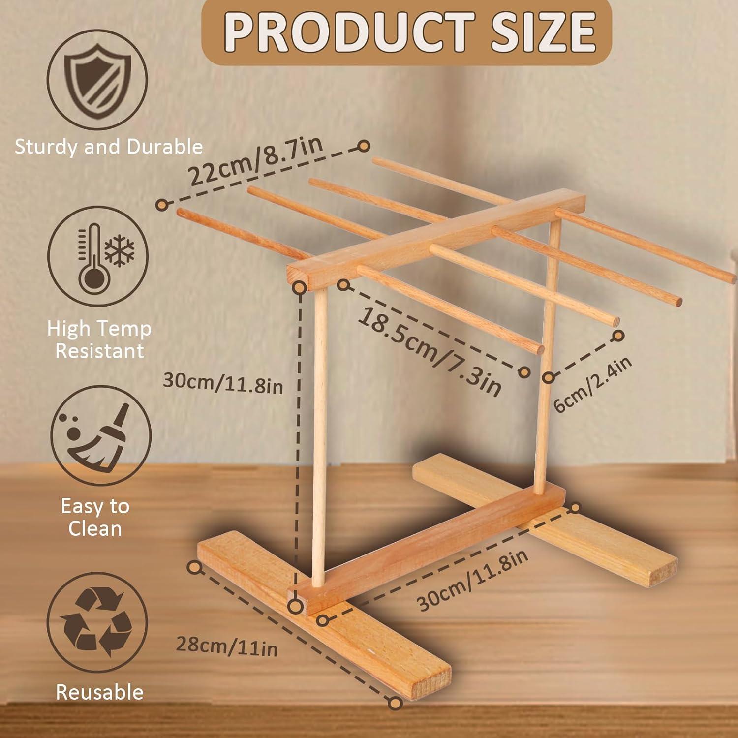 Beechwood Collapsible Pasta Drying Rack with 8 Arms