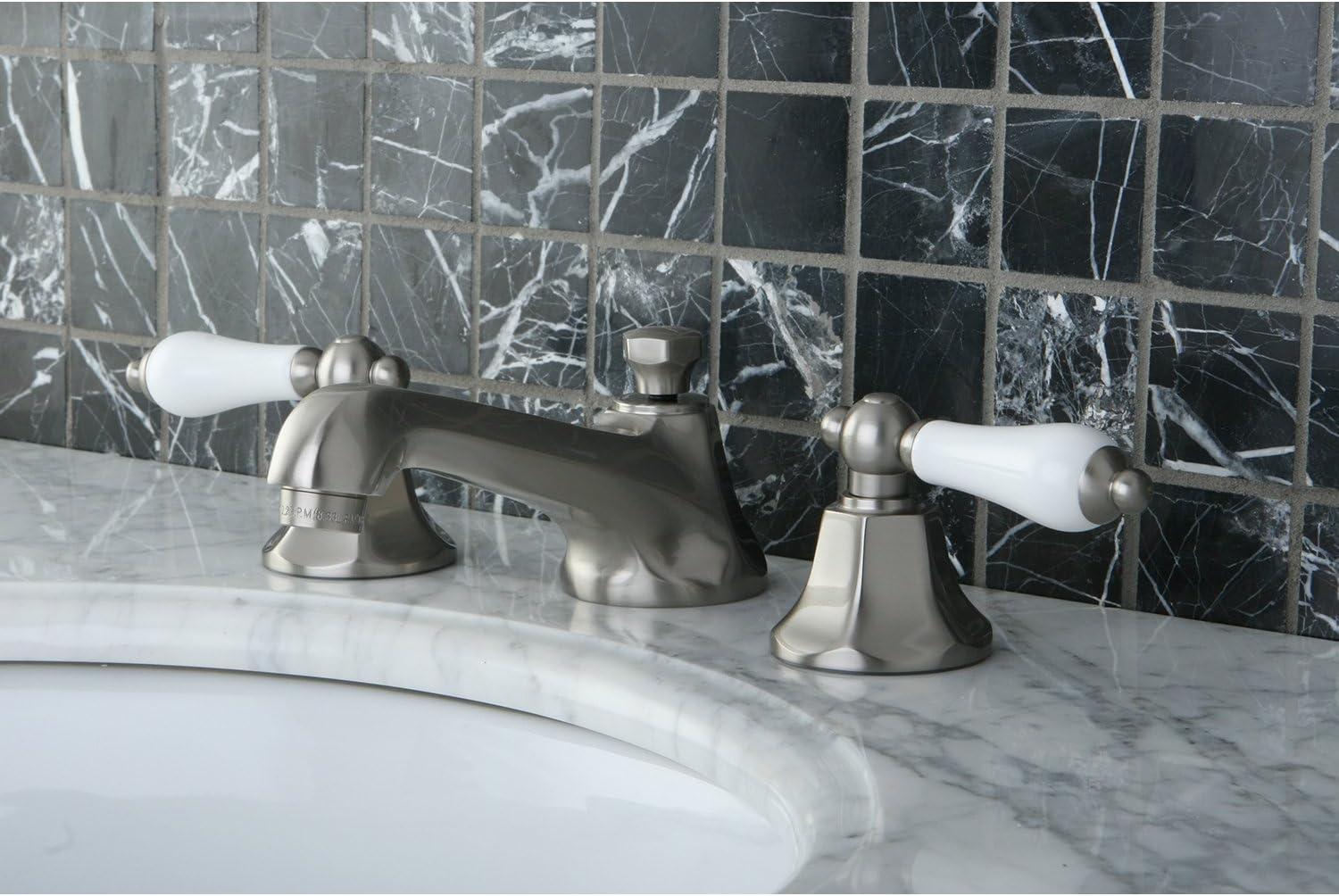 Elegant Traditional Brushed Nickel Widespread Bathroom Faucet with Dual Lever Handles