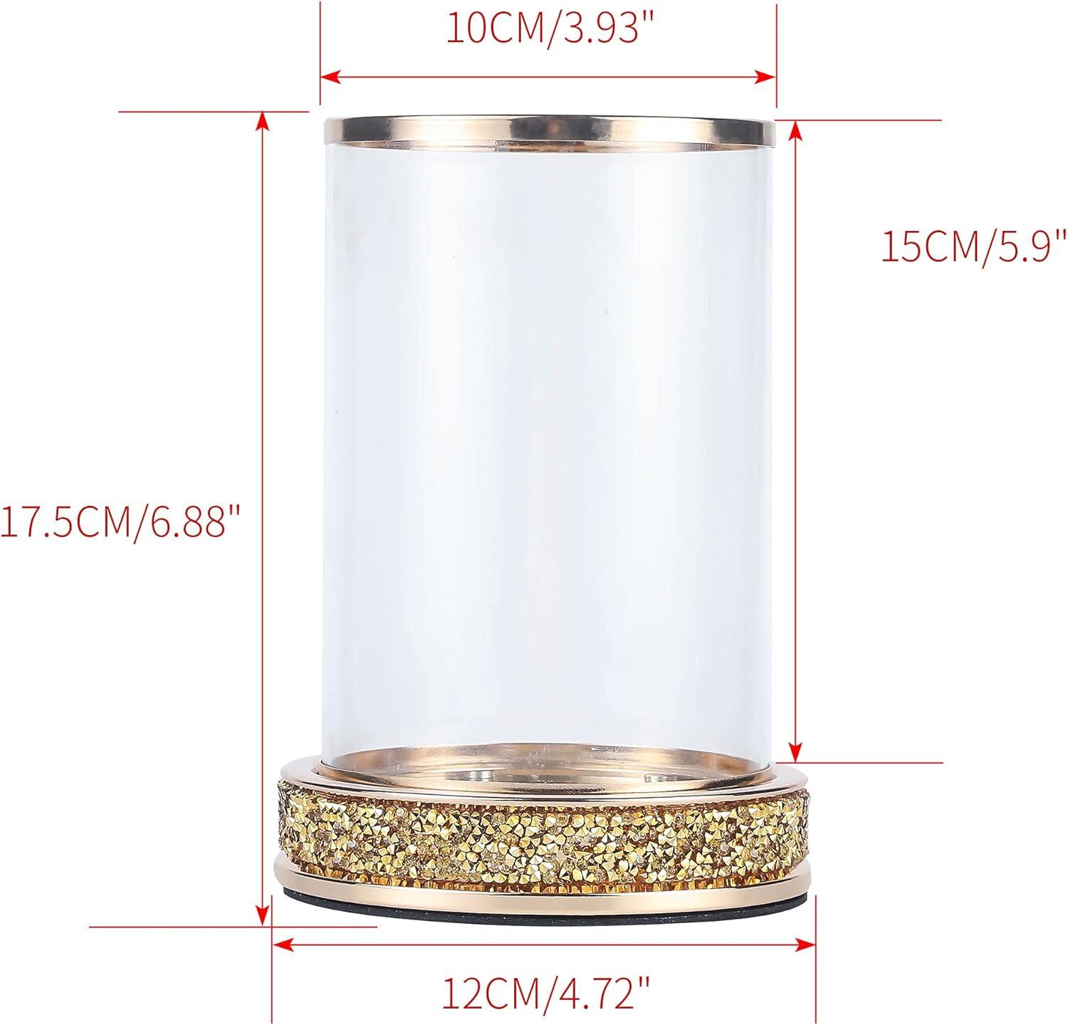 Pillar Candle Holders Set of 2,Hurricane Candle Holders,Candlesticks Holder With Glass Hurricane Lid,Metal Candle Holder For Coffee Dining Table, Wedding, Christmas, Home Decoration,Gold Candle Holder