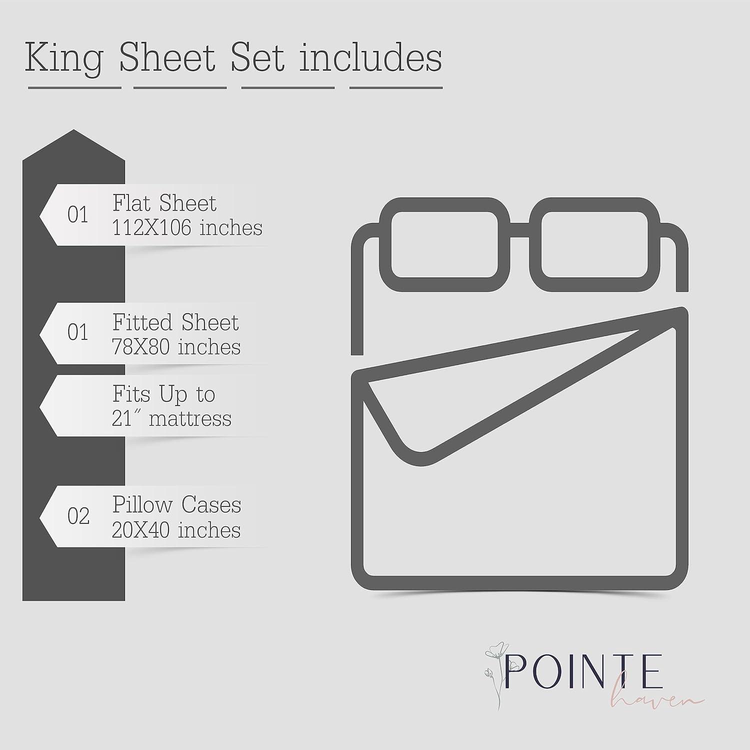 Pointehaven 525 Thread count Long staple cotton deep pocket oversized 4 pc sheet set