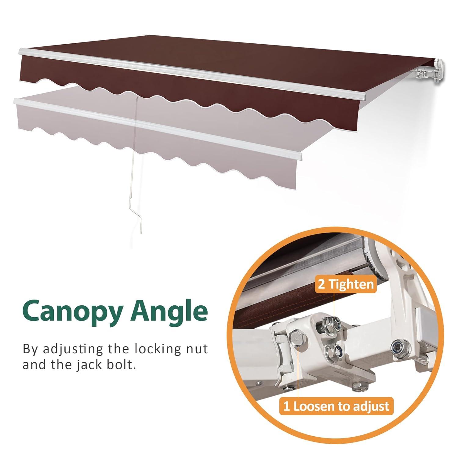 MCombo Manual Retractable Patio Door/Window Awning, Sunshade Shelter Outdoor Canopy