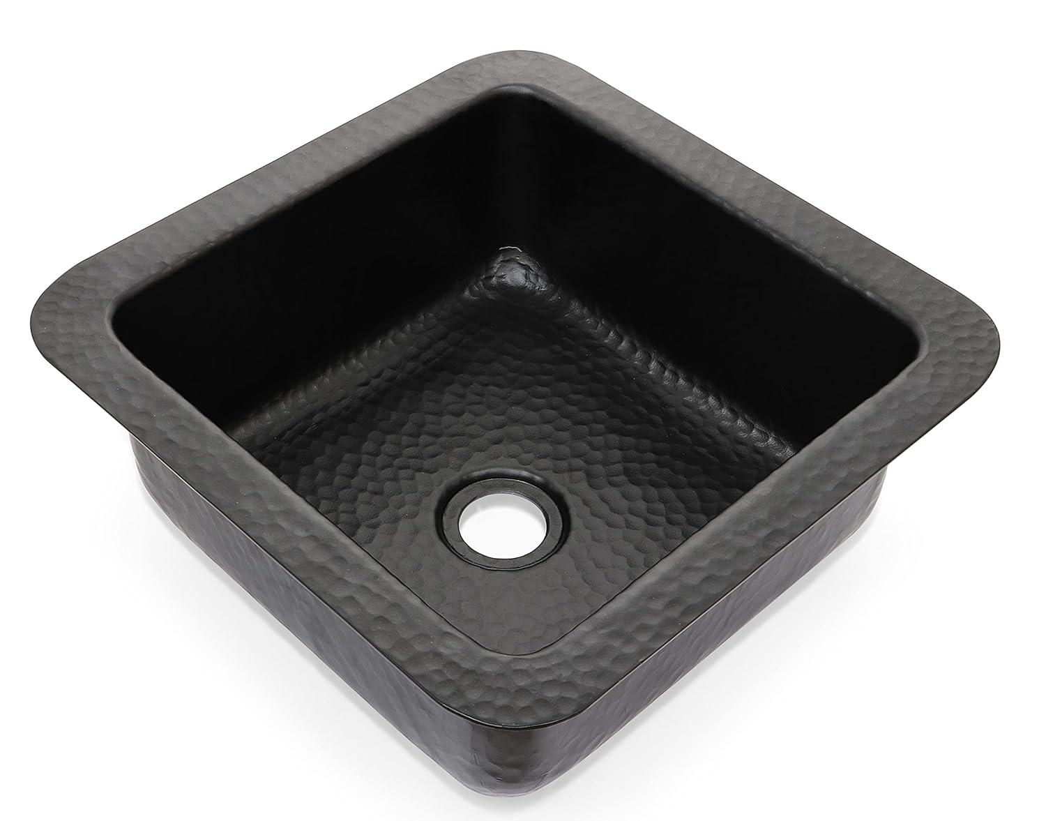 Aluminum Hand Hammered Glasgow Dual Mount Single Bowl Bar Prep Sink 12", Black