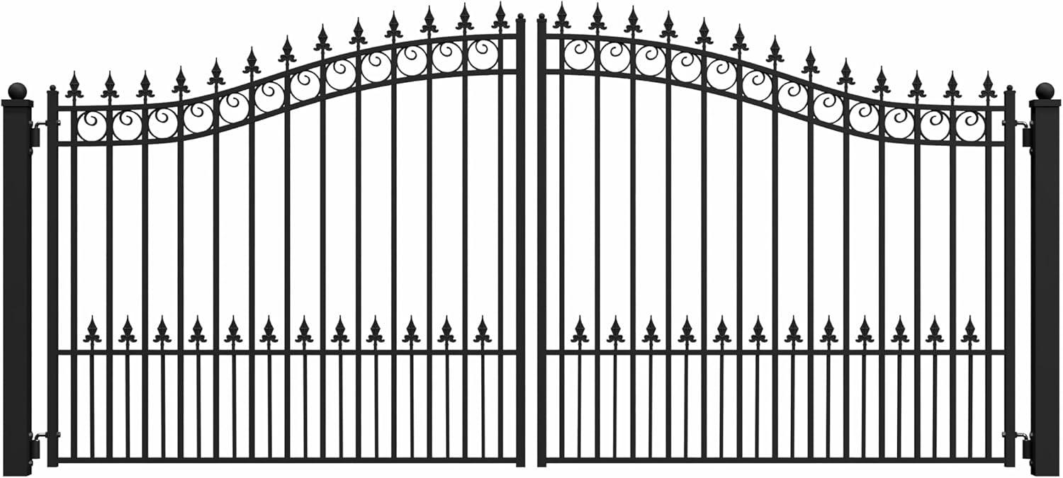 ALEKO Steel Dual Swing 14 x 6 feet Black Driveway Gate Prague Style